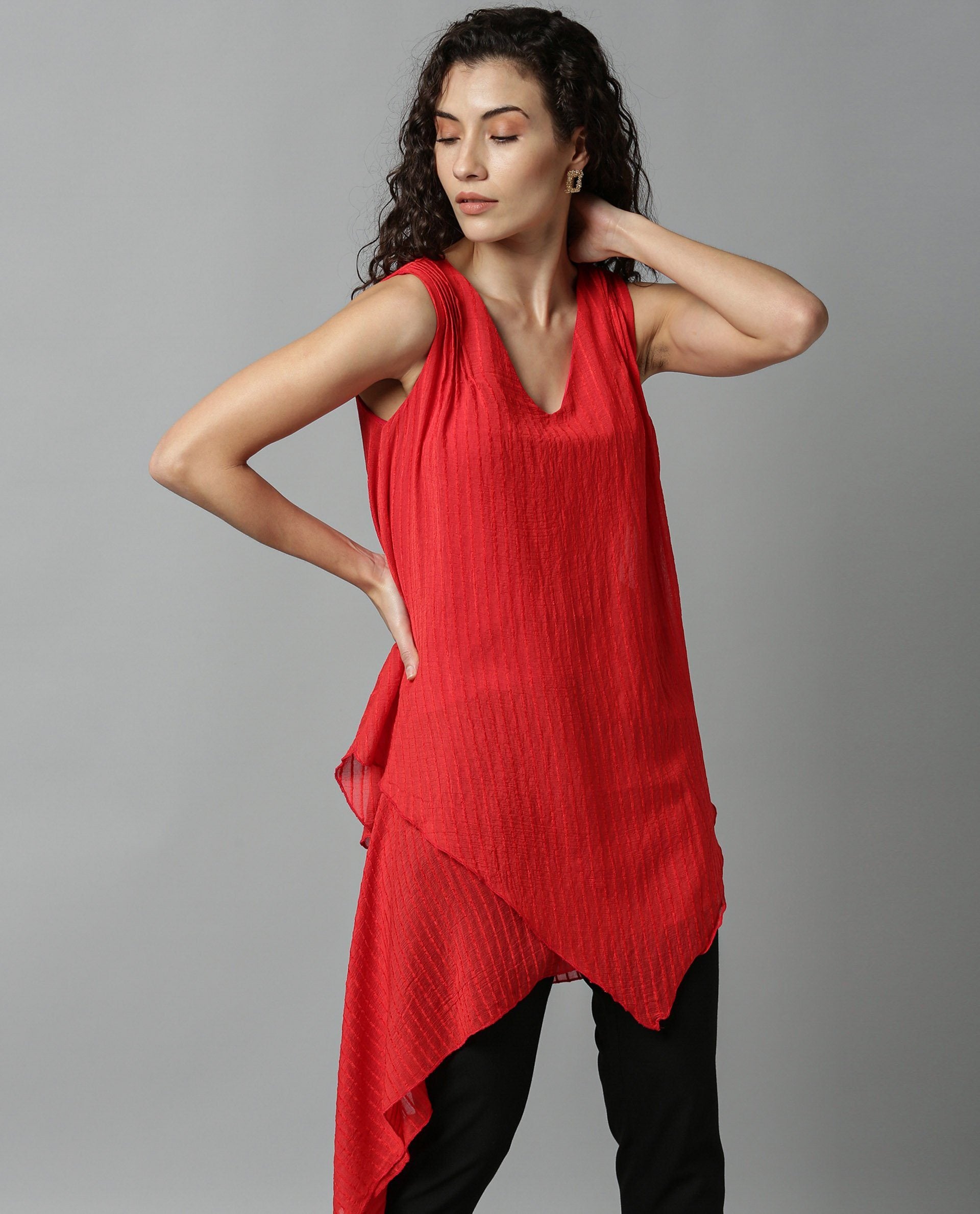 Rareism Women Cosmo Red Top Sleeveless