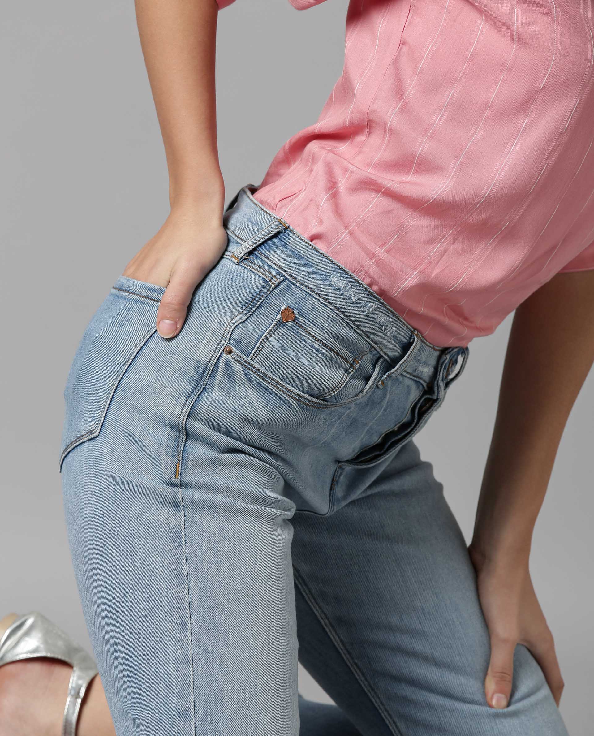 Rareism Women Eagle Blue Jeans Solid