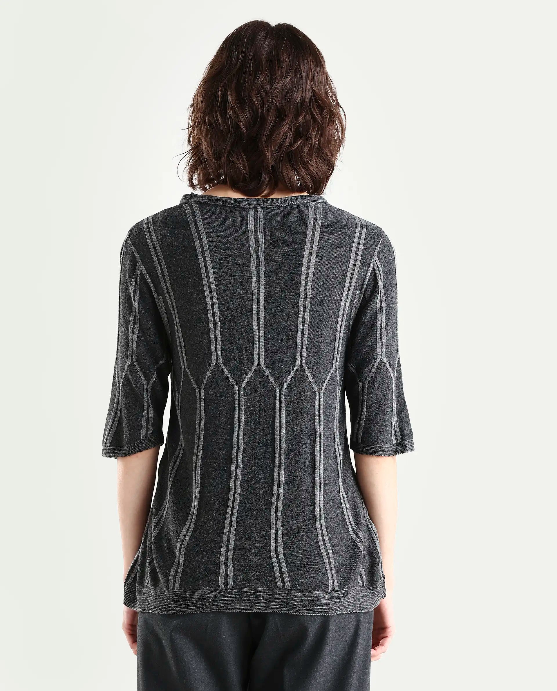 Rareism Women Orate Black Top Short Sleeves