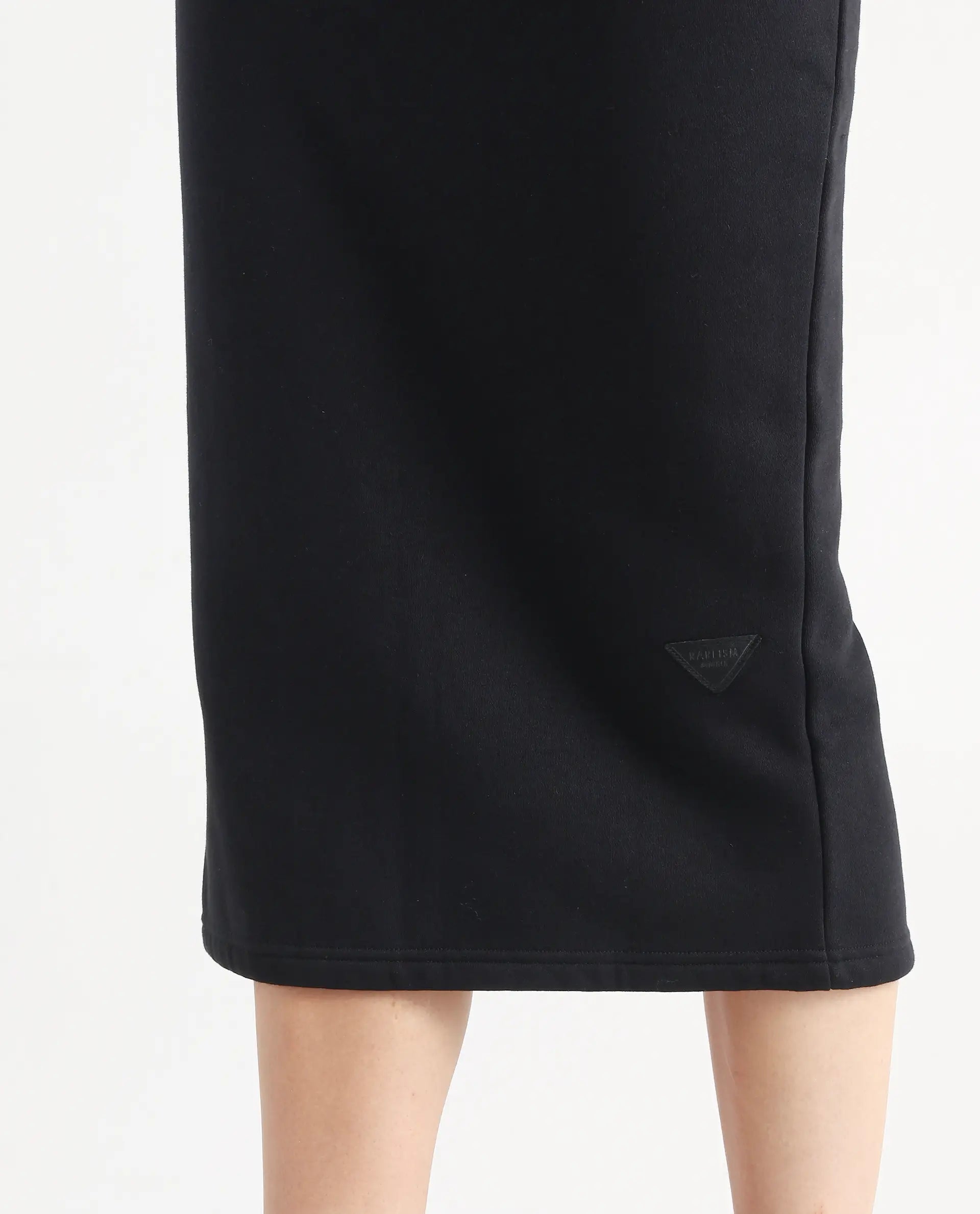 Rareism Women's Fudge Black Polyester Blend Plain Midi Tailored Skirt