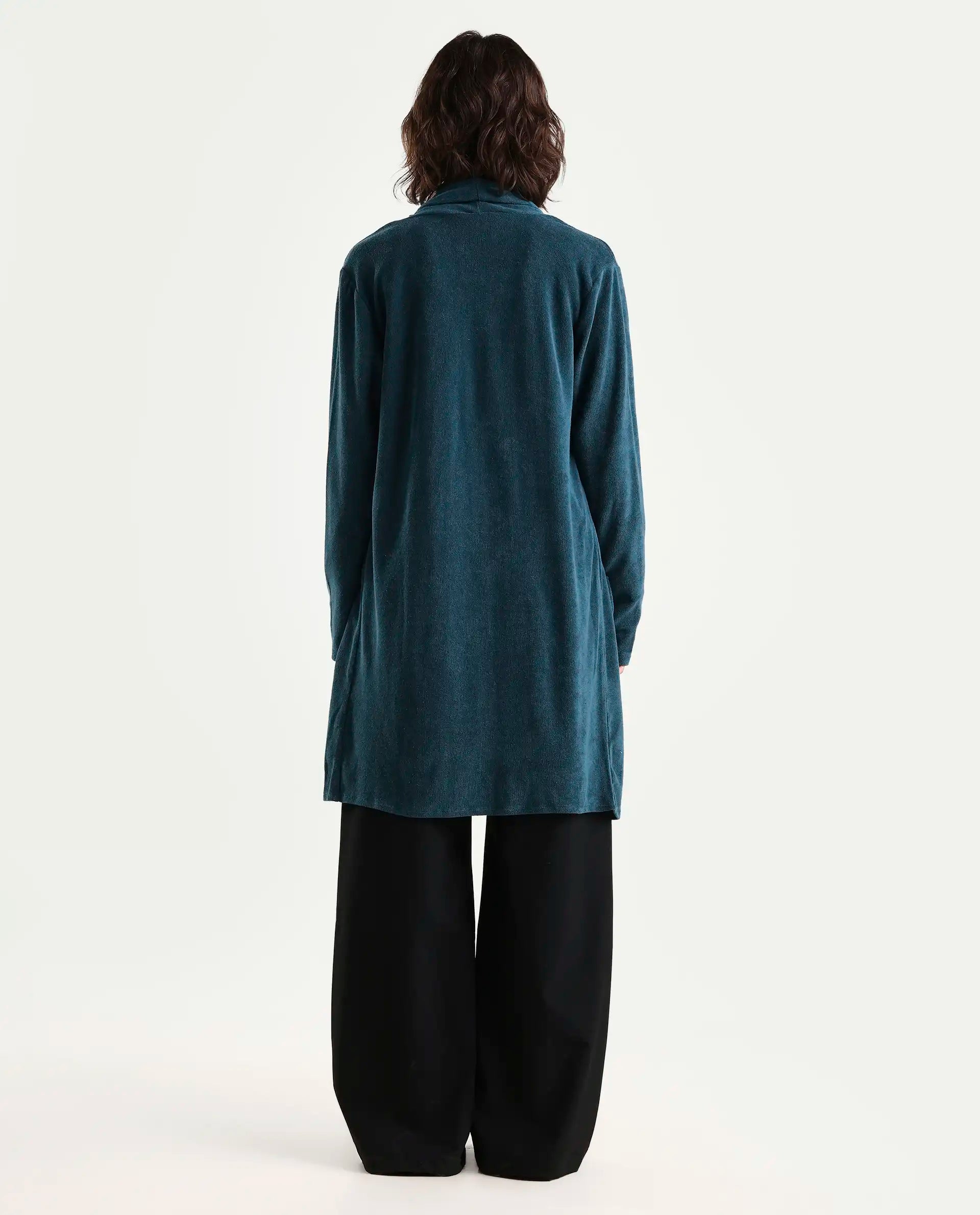 Rareism Women Sesh Blue Overlayer Knit Fabric Solid