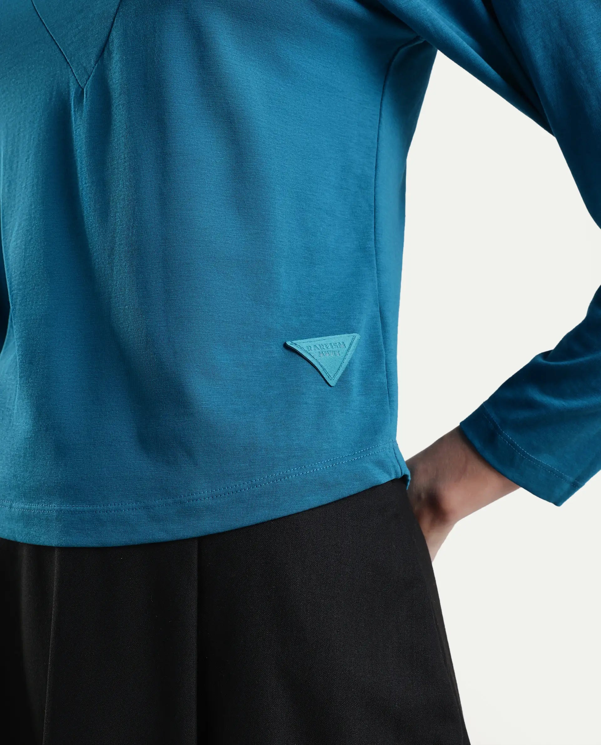 Rareism Women Lothy Blue T-Shirt Full Sleeves
