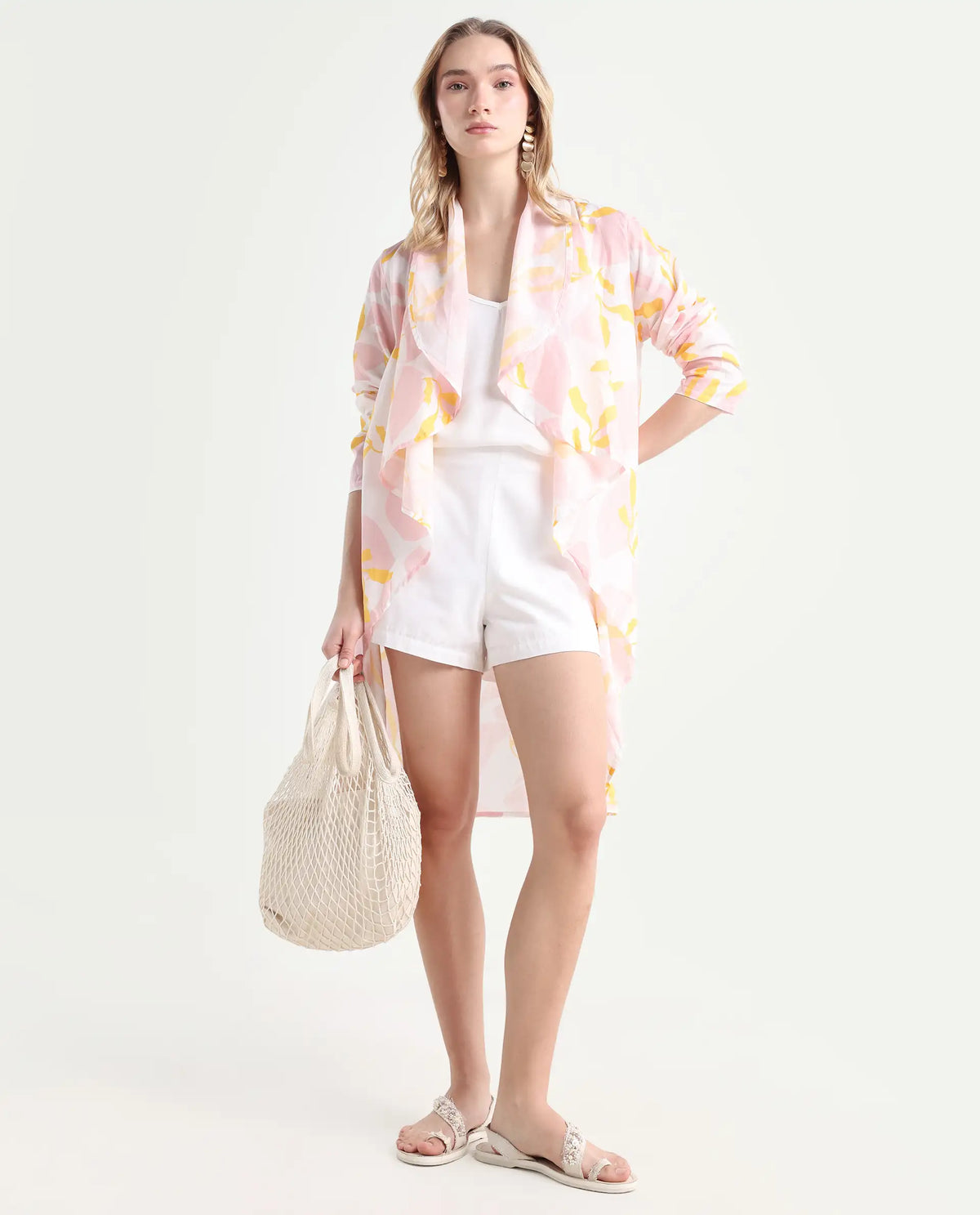 Rareism Women's Noki Pink Collarless Regular Fit Outer Wear