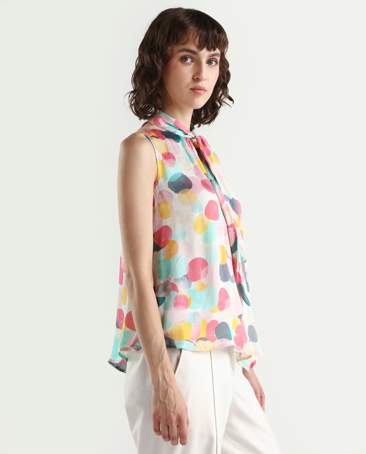 Rareism Women's Isro Pink Modal Abstract Print Top