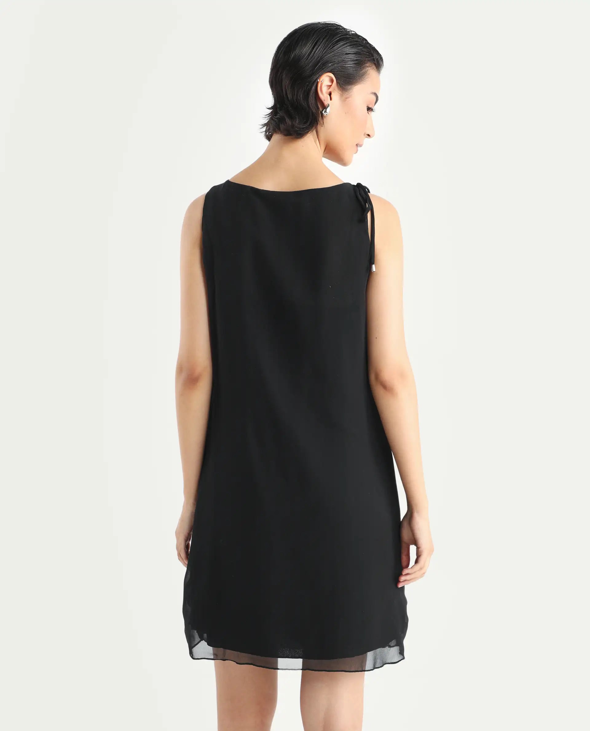 Rareism Women's Saabo Rust Scoop Neck Straight Fit Sleeveless Plain Midi Dress