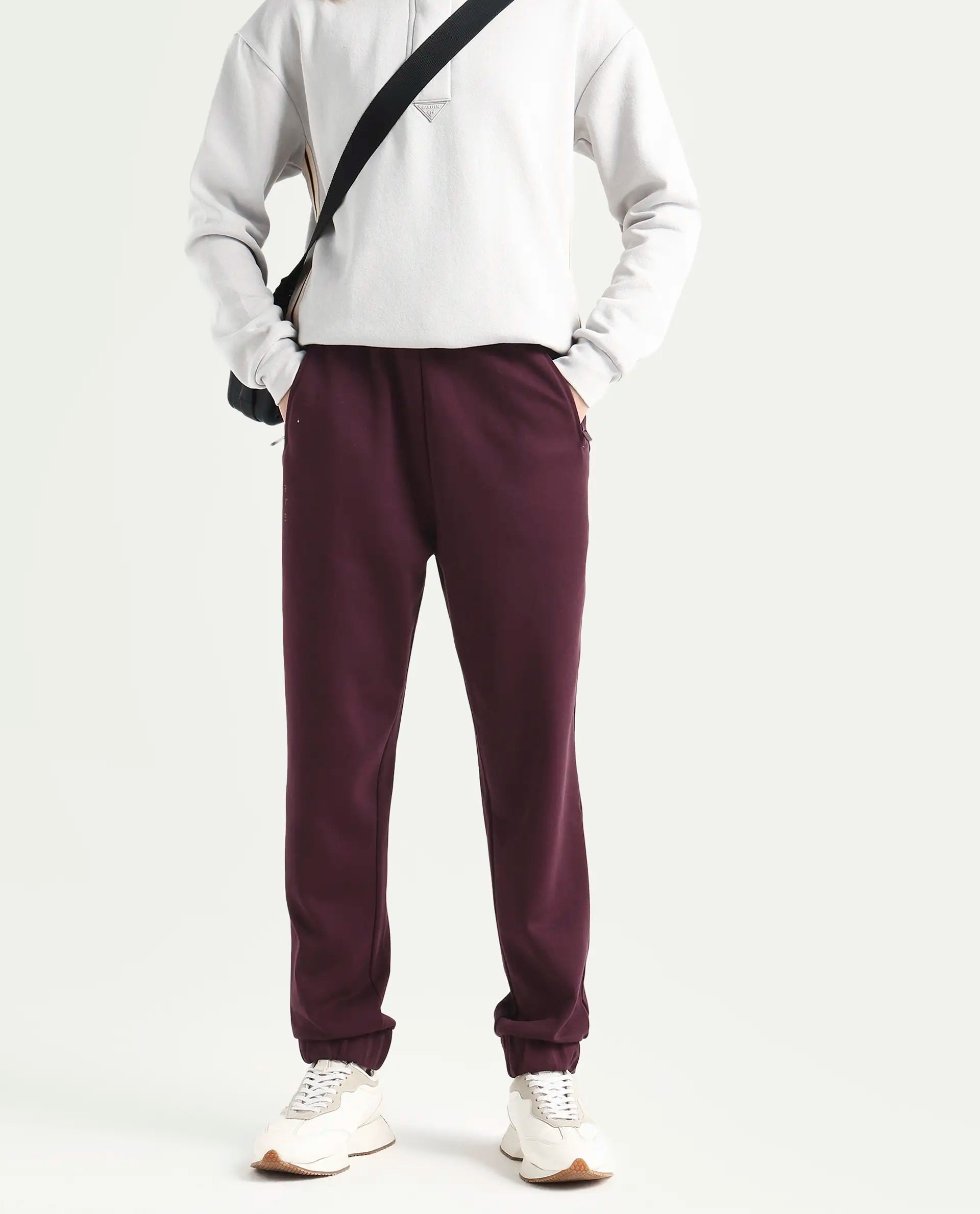 Rareism Women's Heavy Weight Interlock 340 Gsm Cotton Blend Plain Ankle Length Relaxed Fit Track Pant