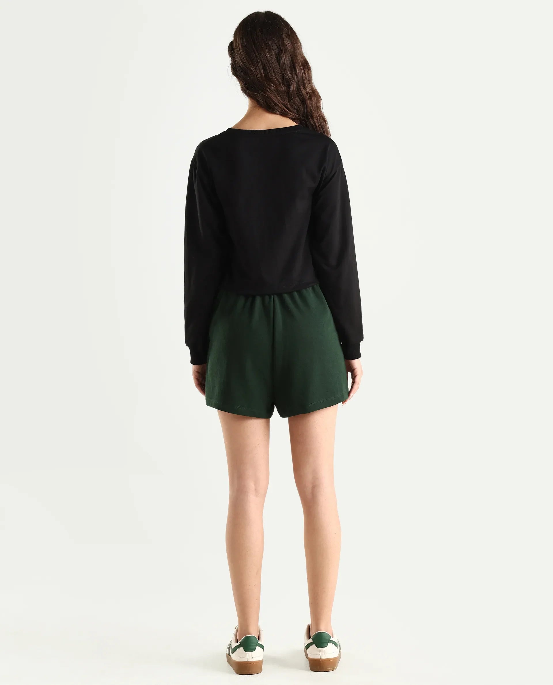 Rareism Women's Medium Weight Terry 290 Gsm Cotton Blend Plain Mini Relaxed Fit Shorts