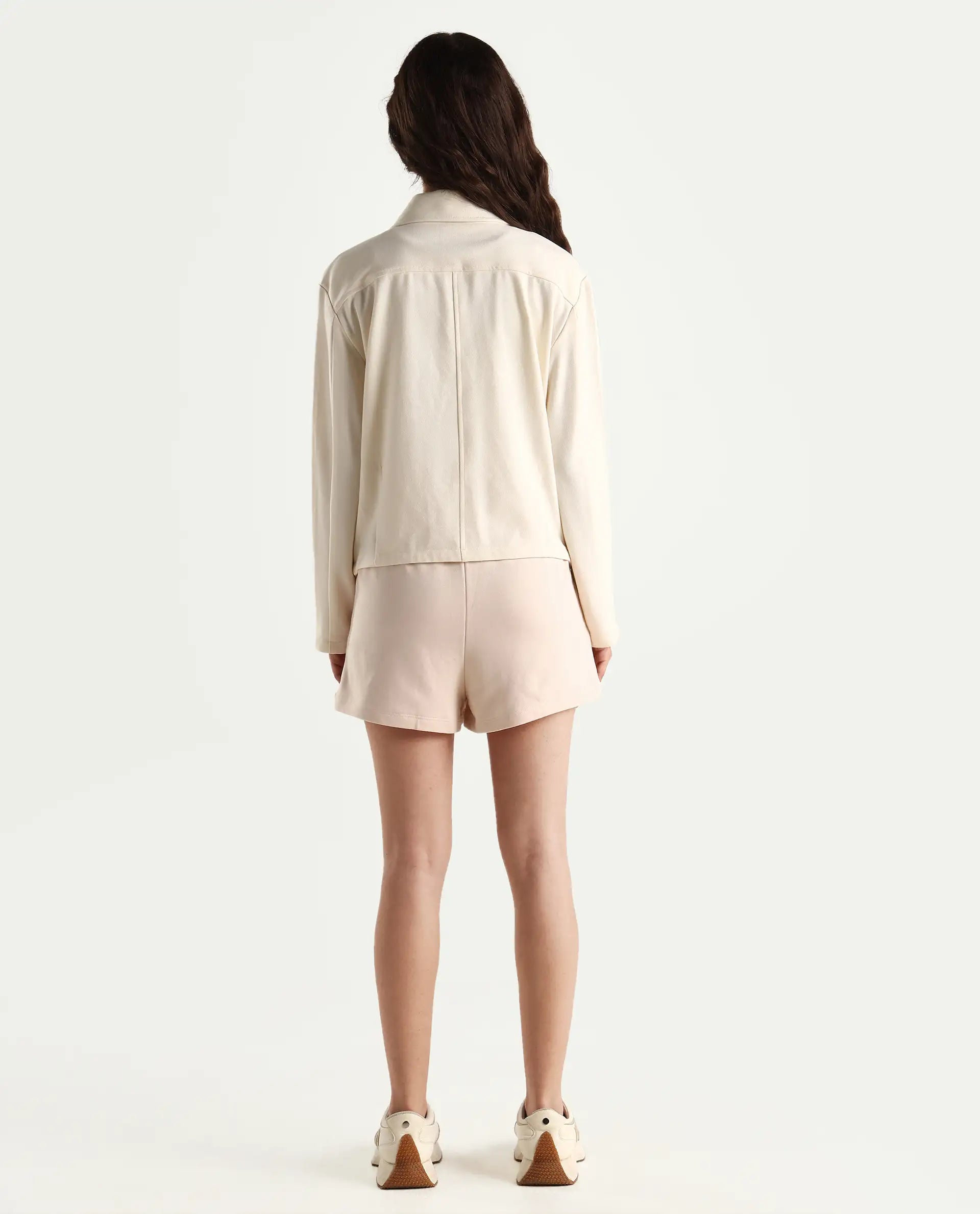 Rareism Women's Medium Weight Terry 290 Gsm Cotton Blend Plain Mini Relaxed Fit Shorts