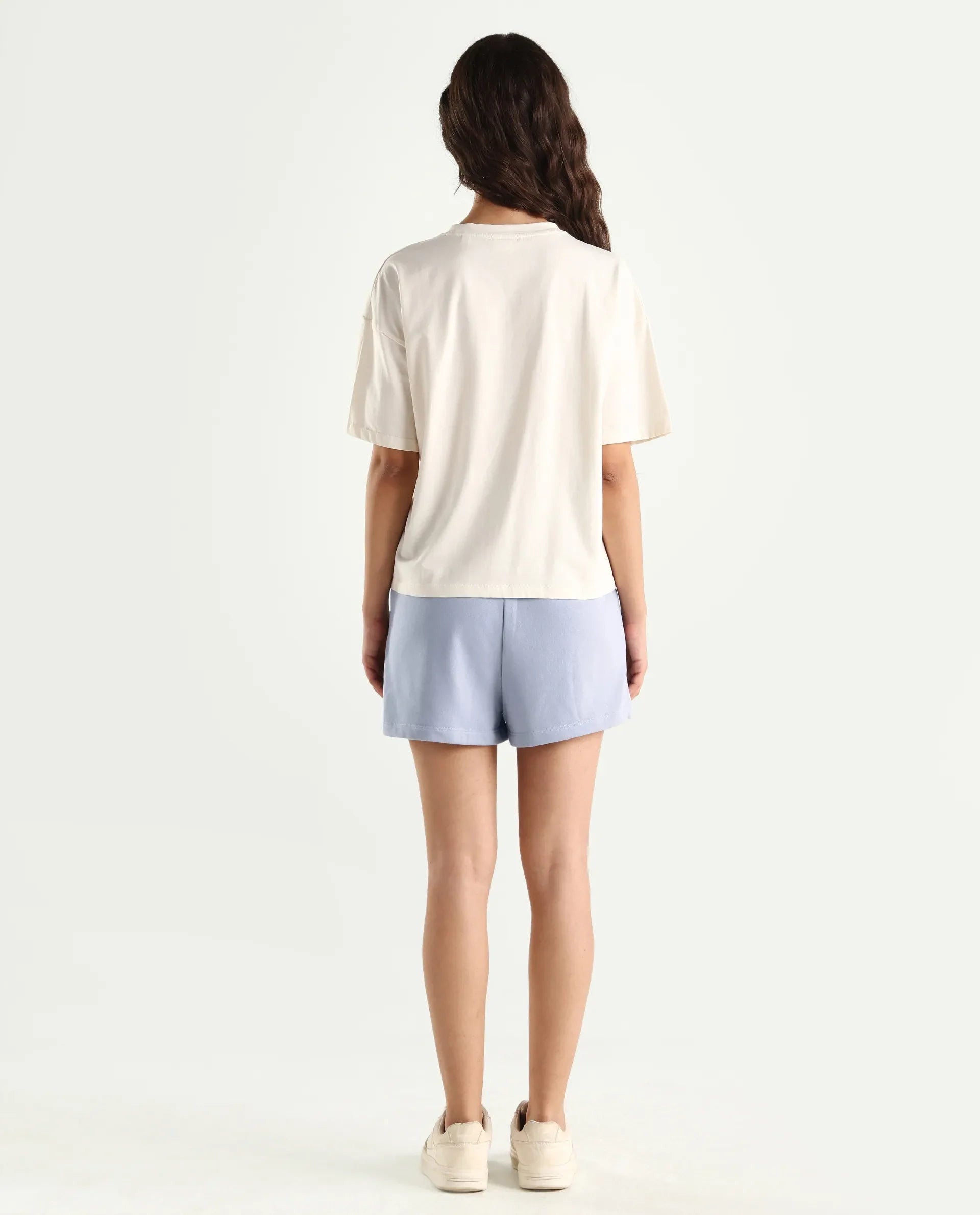 Rareism Women's Medium Weight Terry 290 Gsm Cotton Blend Plain Mini Relaxed Fit Shorts