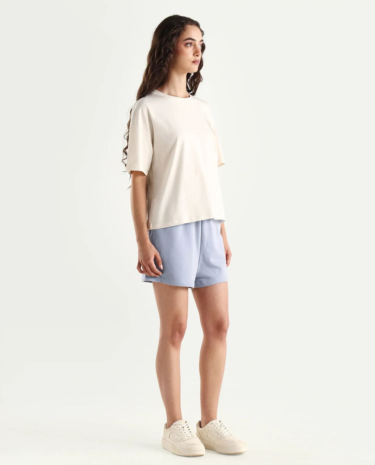Rareism Women's Medium Weight Terry 290 Gsm Cotton Blend Plain Mini Relaxed Fit Shorts