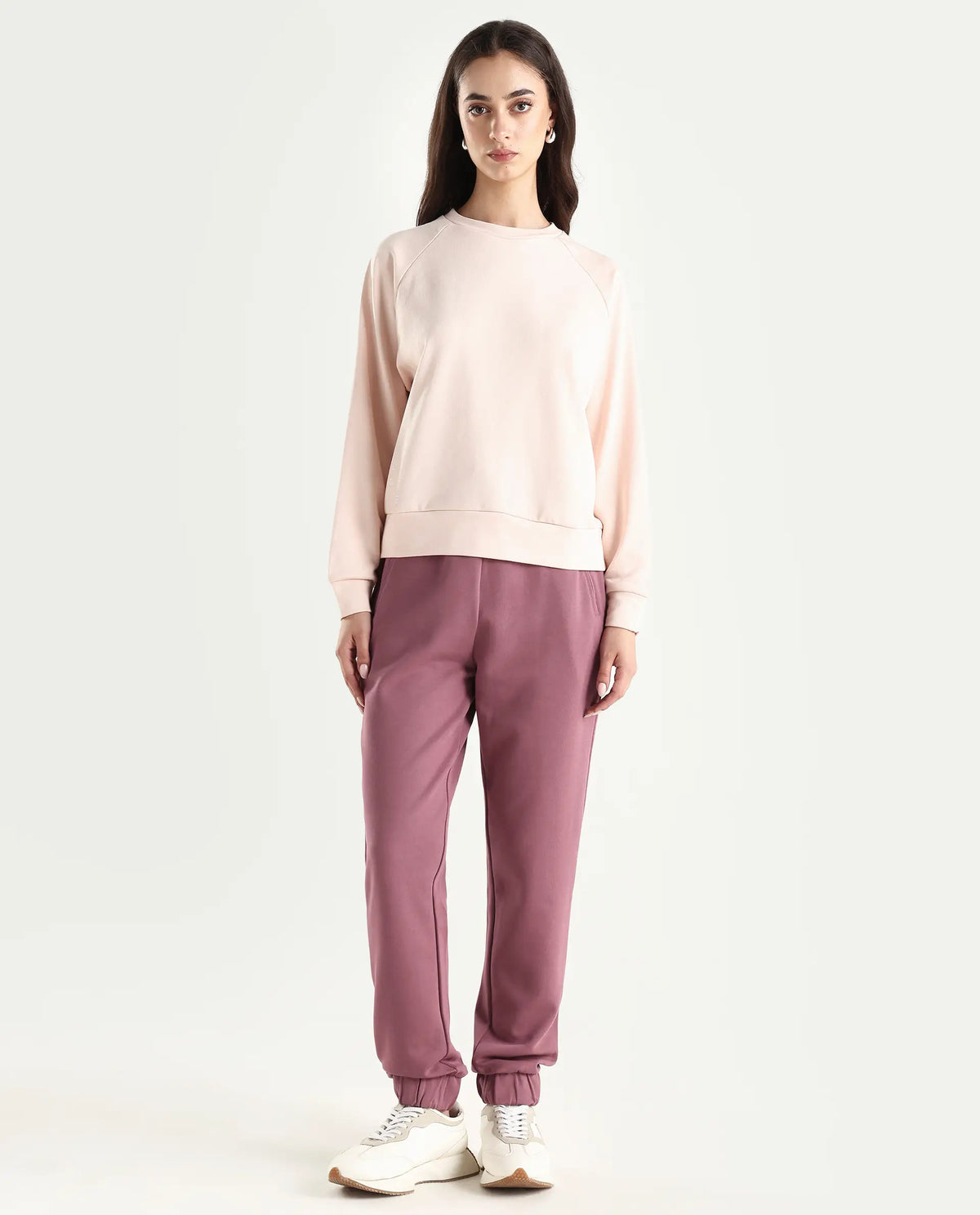 Rareism Women's Heavy Weight Interlock 340 Gsm Cotton Blend Plain Ankle Length Relaxed Fit Track Pant