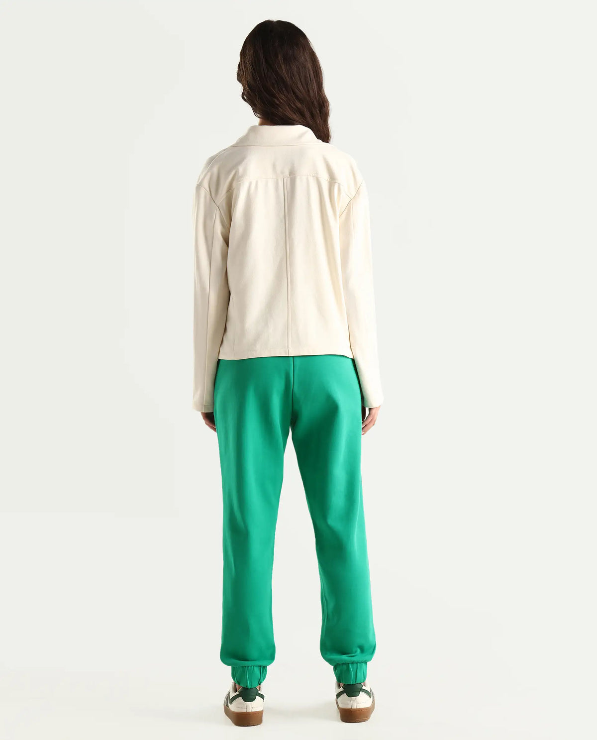 Rareism Women's Heavy Weight Interlock 340 Gsm Cotton Blend Plain Ankle Length Relaxed Fit Track Pant