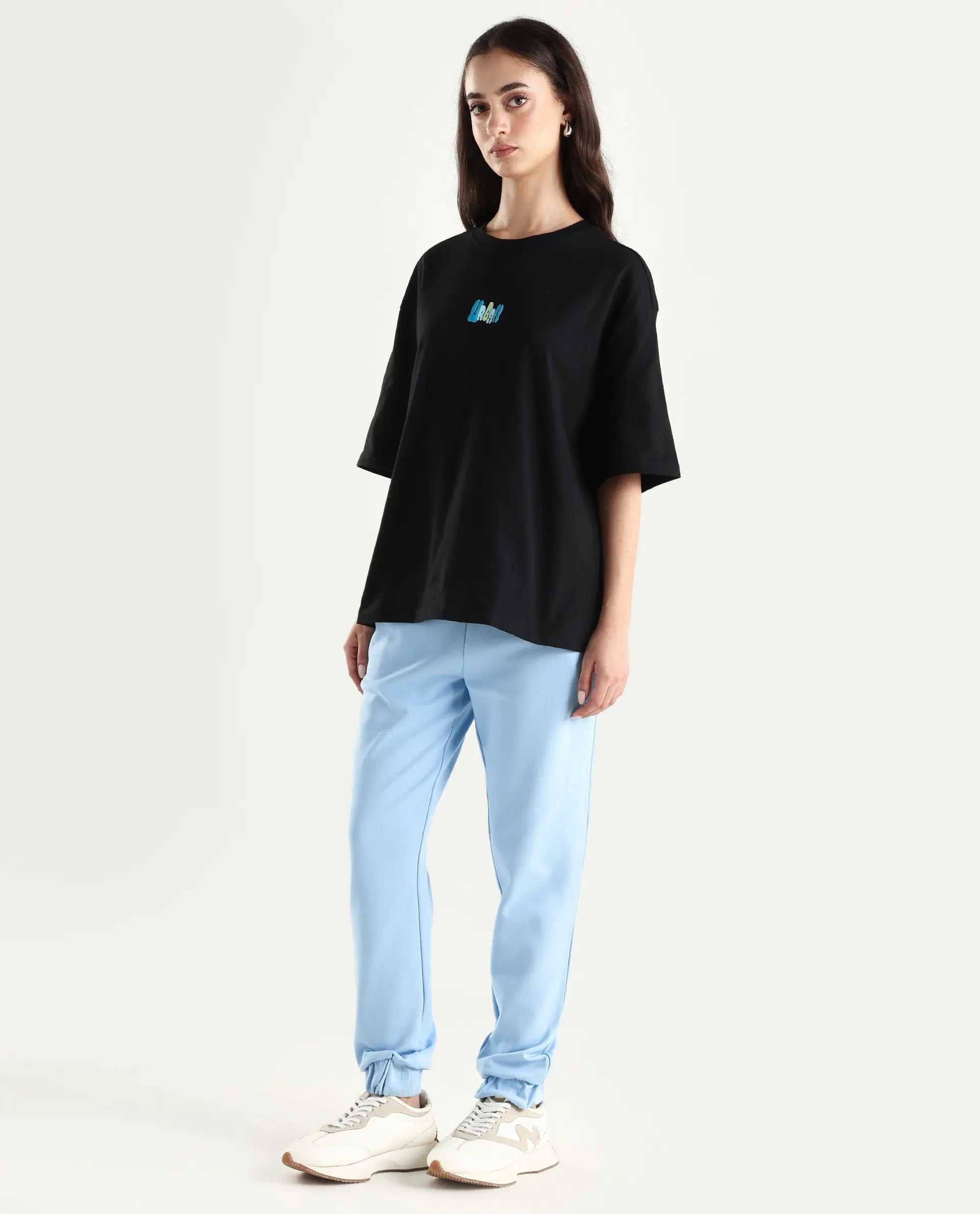 Rareism Women's Heavy Weight Interlock 340 Gsm Cotton Blend Plain Ankle Length Relaxed Fit Track Pant