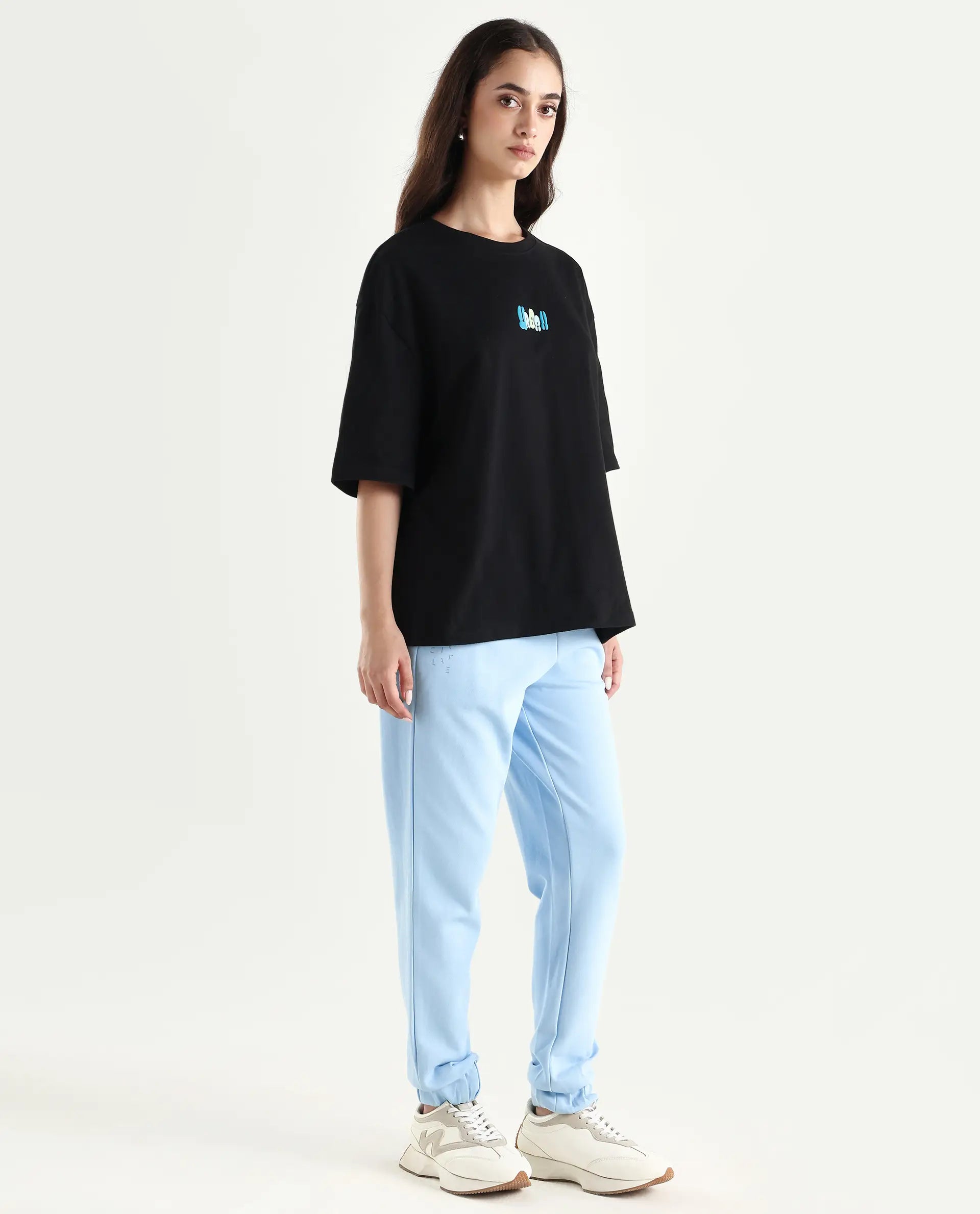 Rareism Women's Heavy Weight Interlock 340 Gsm Cotton Blend Plain Ankle Length Relaxed Fit Track Pant