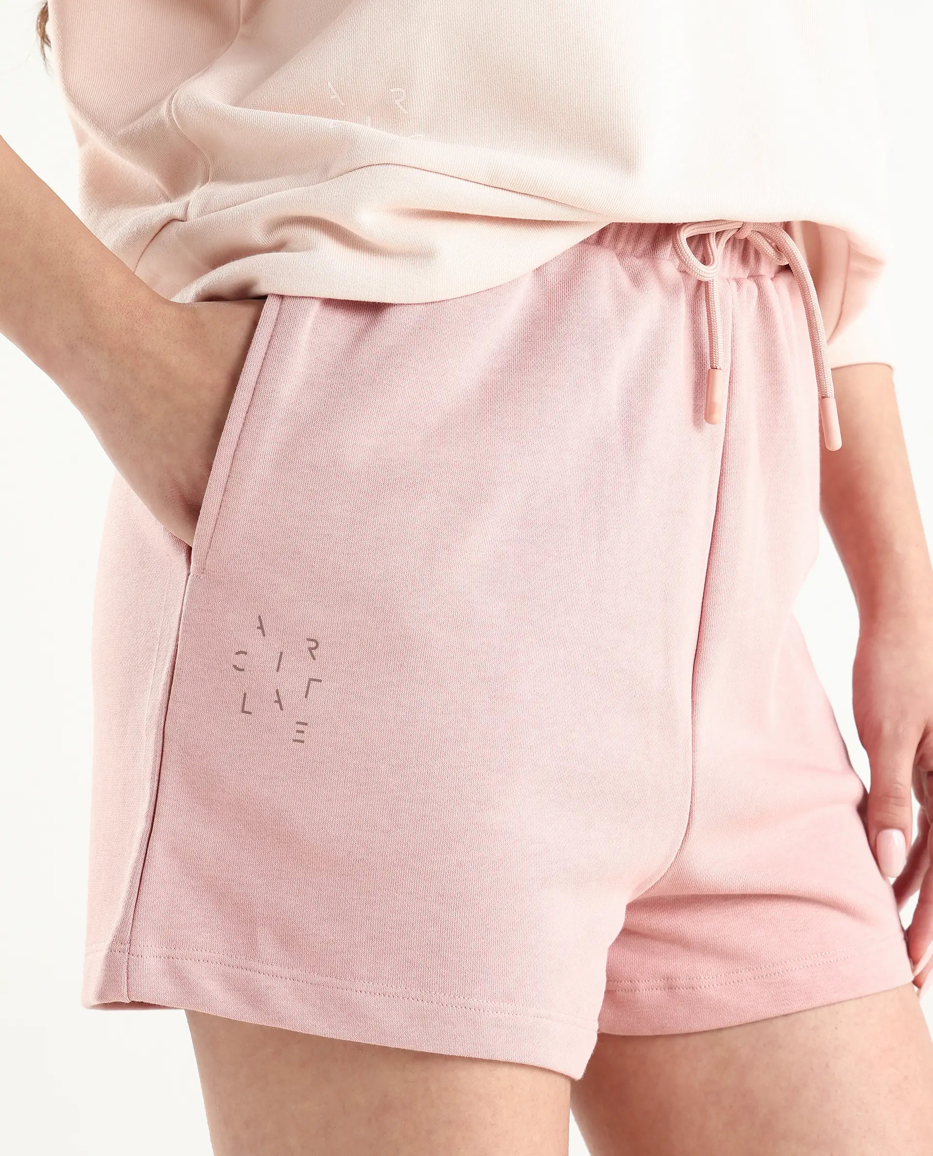 Rareism Women's Medium Weight Terry 290 Gsm Cotton Blend Plain Mini Relaxed Fit Shorts