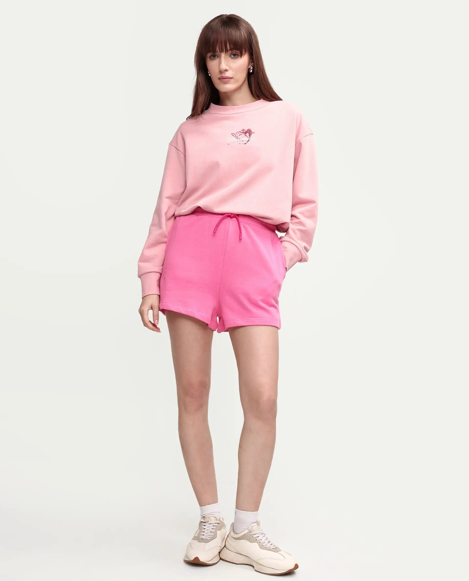 Rareism Women's Medium Weight Terry 290 Gsm Cotton Blend Plain Mini Relaxed Fit Shorts