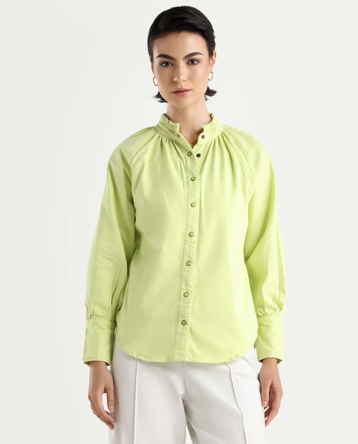 Rareism Women's Bellona Green Cotton Sweetheart Neck Plain Regular Fit Jacket