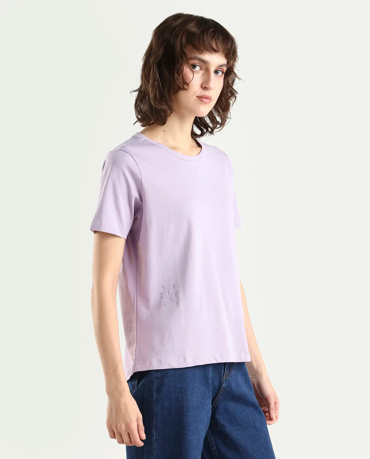 Rareism Women's Light Weight High Stretch 180 Gsm Cotton Crew Neck Plain Regular Fit T-Shirt