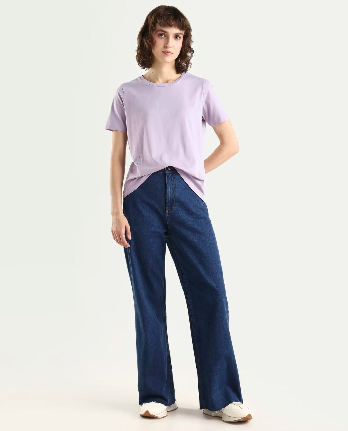 Rareism Women's Light Weight High Stretch 180 Gsm Cotton Crew Neck Plain Regular Fit T-Shirt