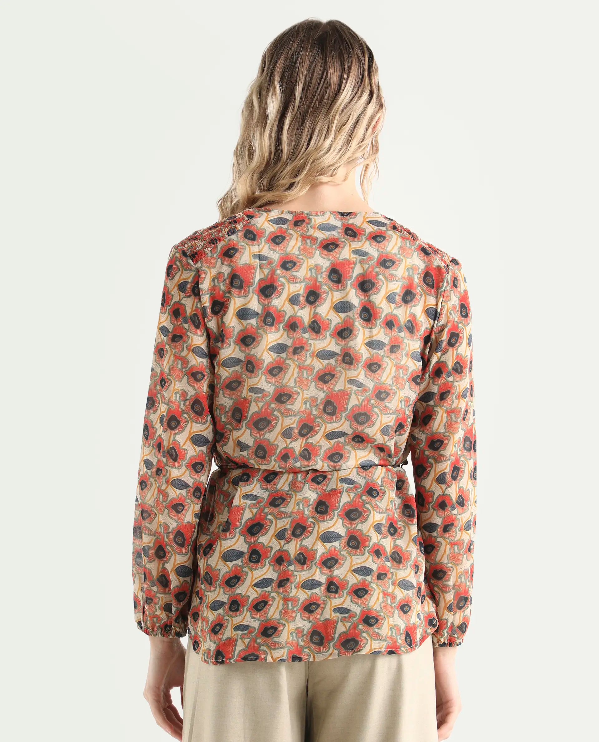 Rareism Women's Posey Multi Polyester V-Neck Floral Print Regular Fit Shrug