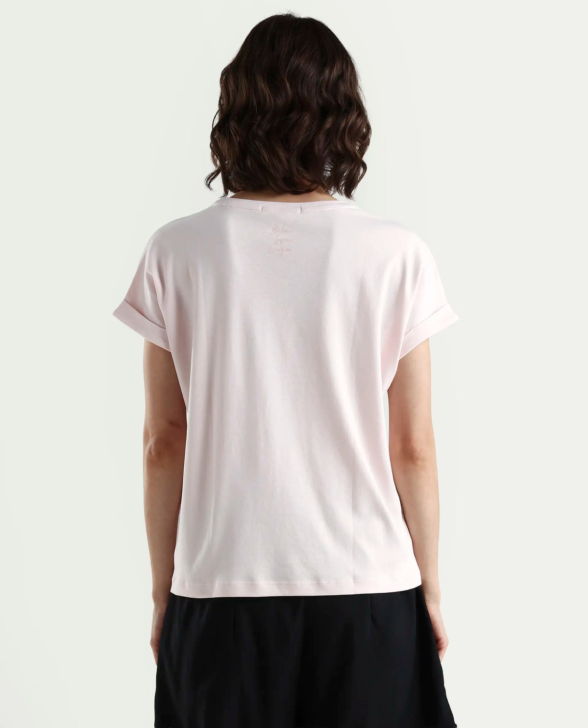Rareism Women's Vitivus Pink Cotton Crew Neck Graphic Print Regular Fit T-Shirt