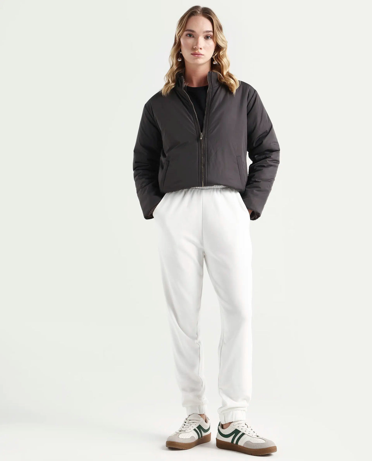 Rareism Women's Terac T Off White Polyester Blend Plain Ankle Length Regular Fit Track Pant