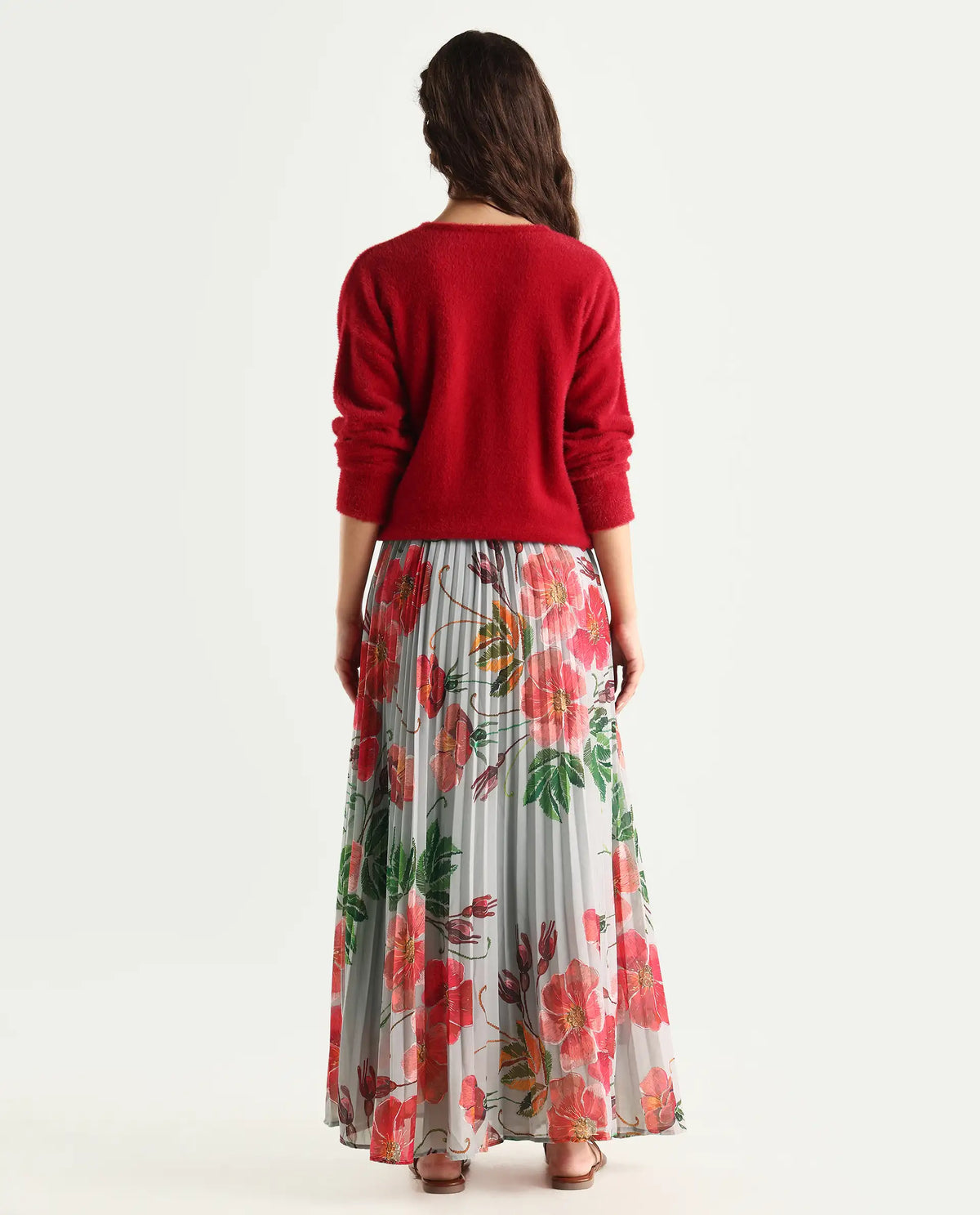 Rareism Women's Rango Multi Polyester Floral Print Maxi Flared Skirt