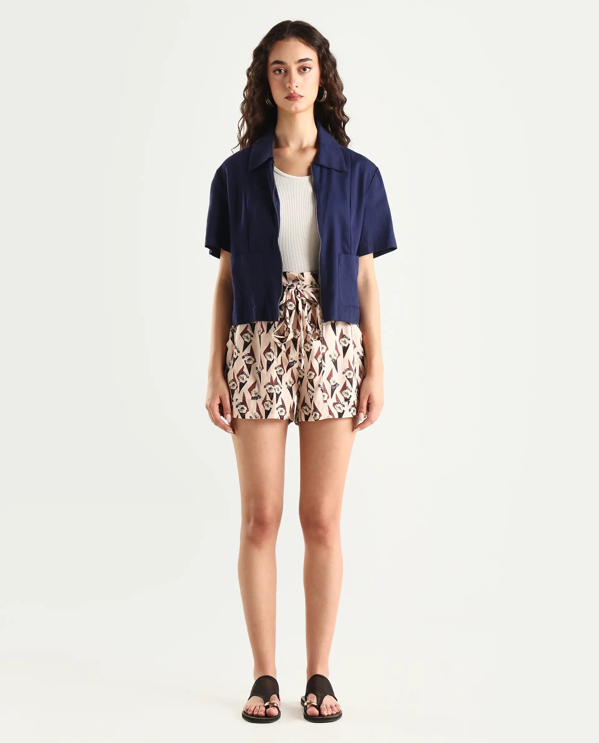 Rareism Women's Pistoia Multi Viscose Blend Floral Print Mini Regular Fit Shorts