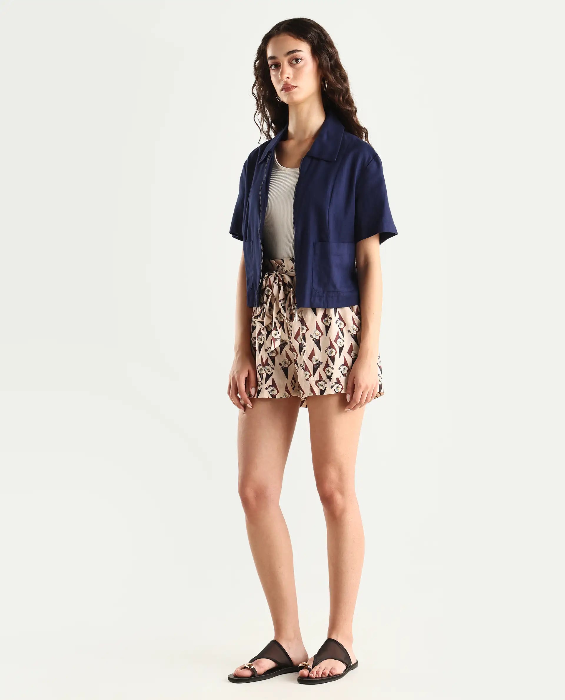 Rareism Women's Pistoia Multi Viscose Blend Floral Print Mini Regular Fit Shorts