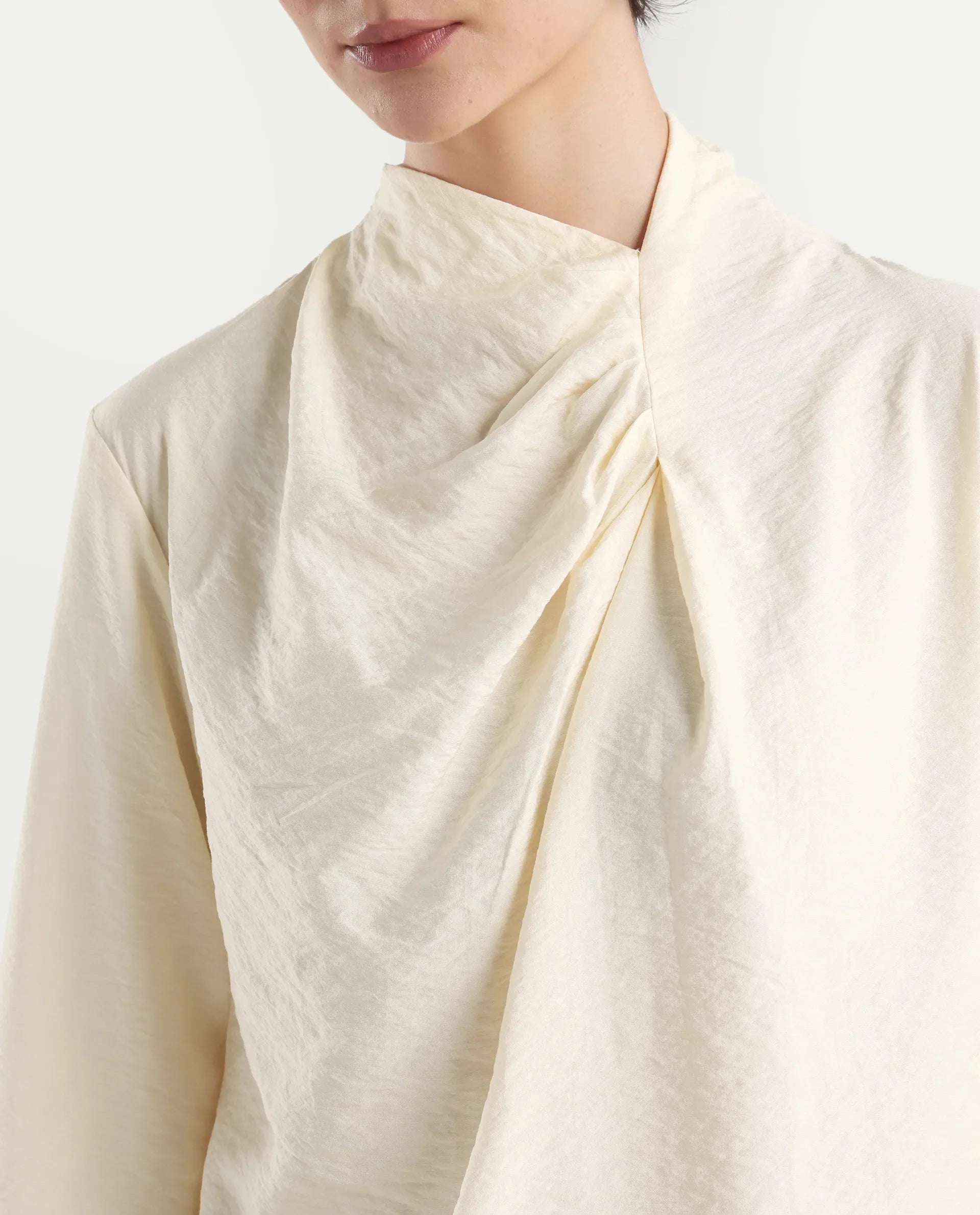 Rareism Women's Xave Beige Nylon Nylon Blend Spread Collar Plain Regular Fit Shirt