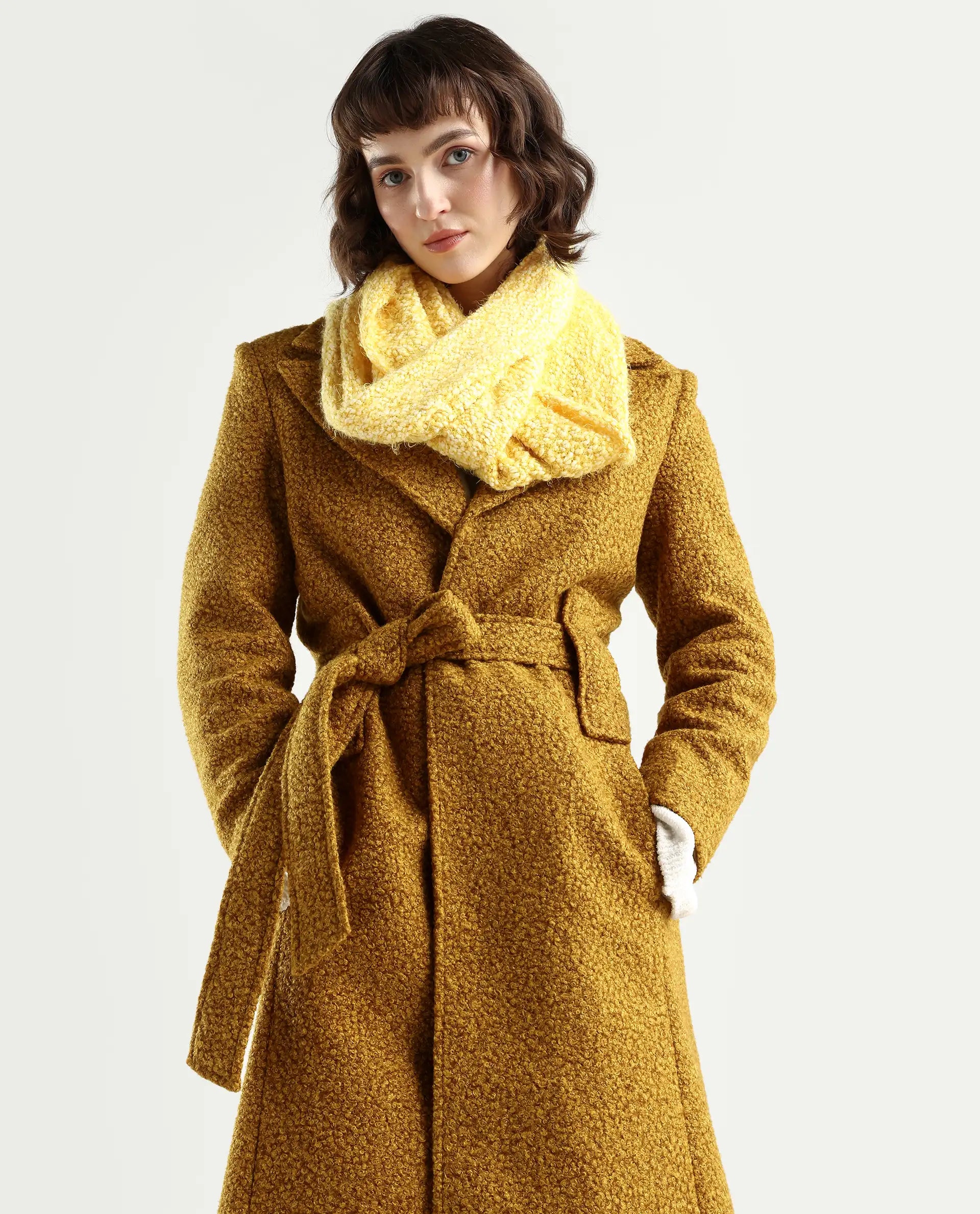 Rareism Women Infinn Yellow Plain Muffler