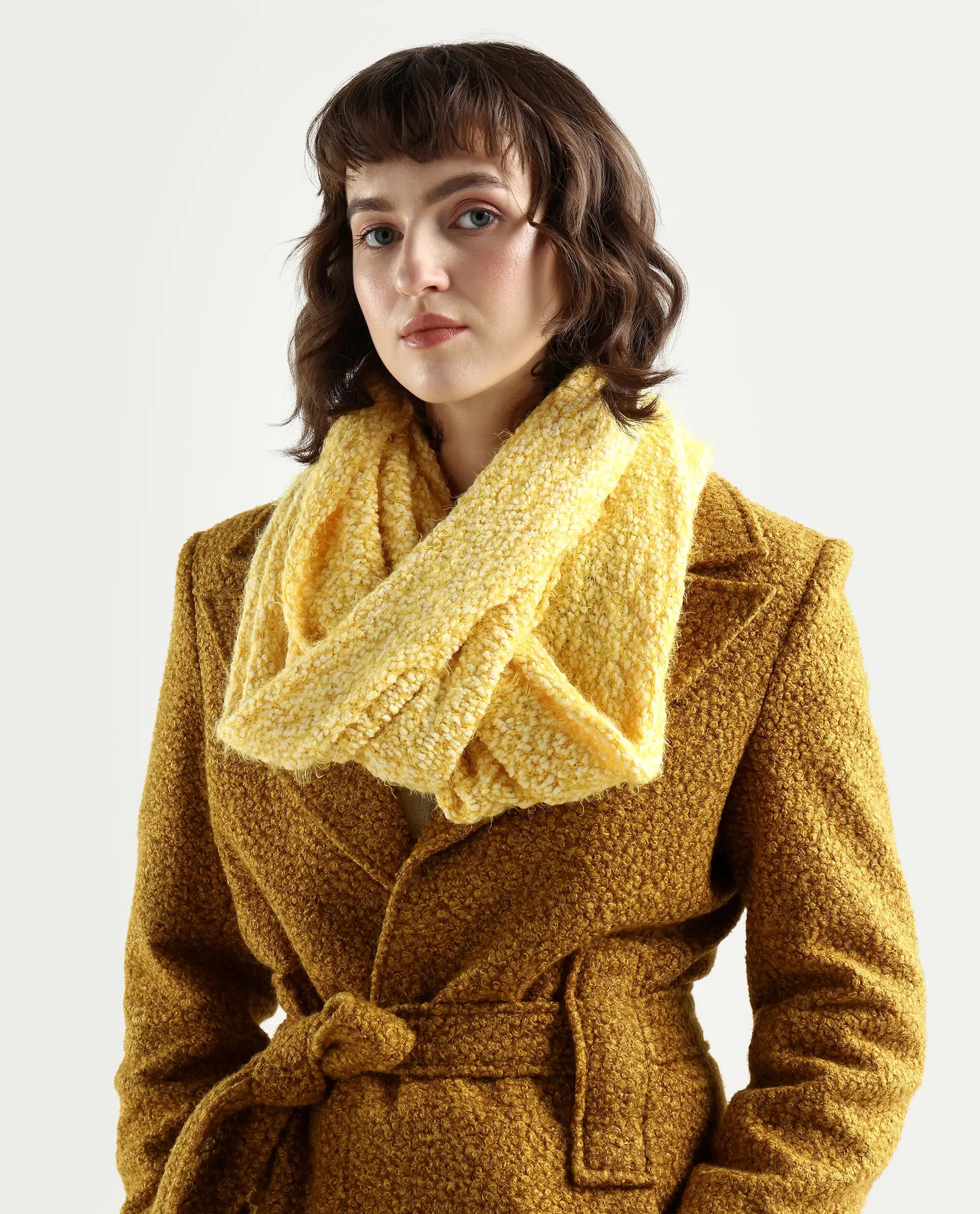Rareism Women Infinn Yellow Plain Muffler