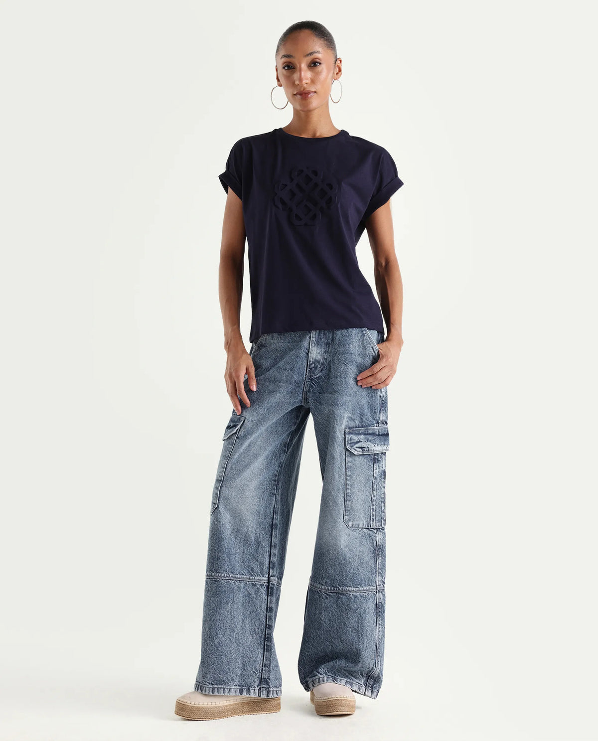 Rareism Women's Caro Light Blue Cotton Plain Ankle Length Tall Barrel Fit Jeans