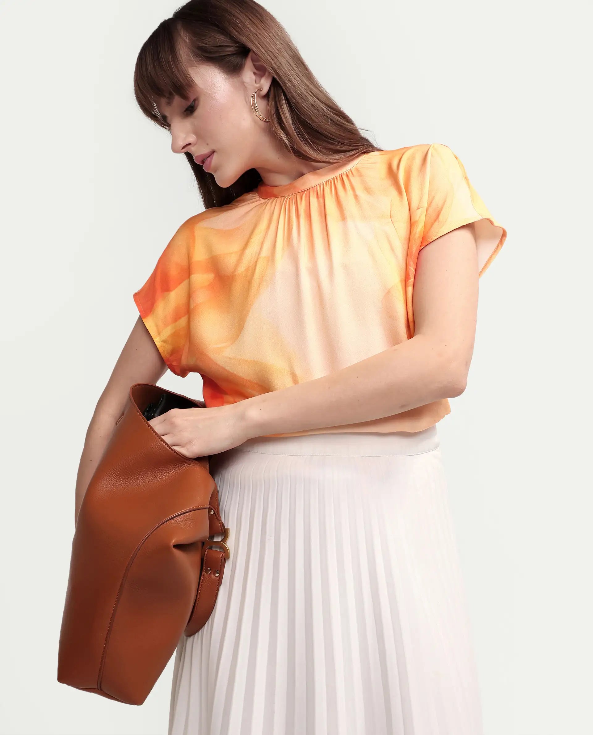 Rareism Women's Macxi Yellow Viscose Half Sleeve Band Collar Regular Floral Print Top