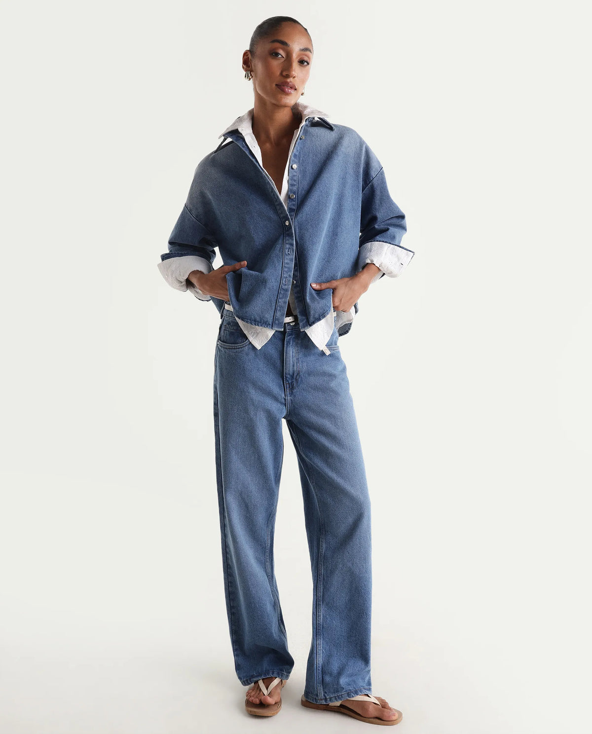 Rareism Women's Strade Blue Cotton Straight Fit Plain Jeans