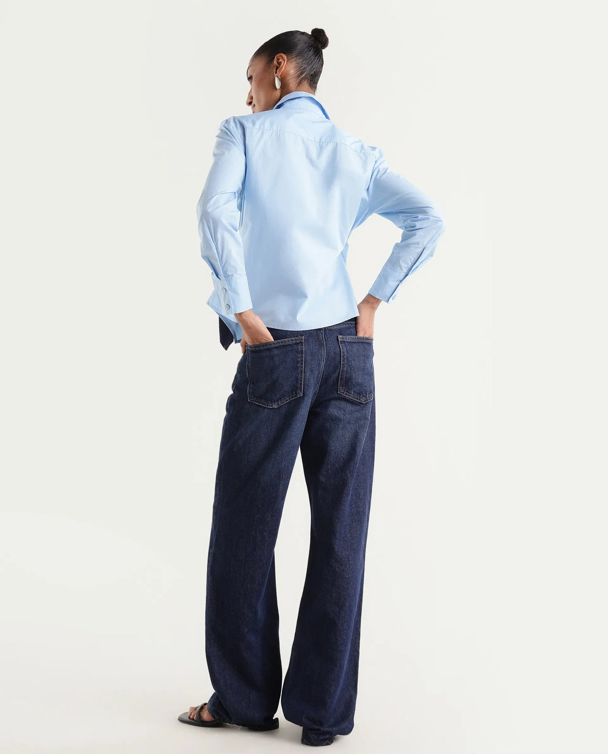Rareism Women's Stalia Dark Blue Cotton Blend Straight Fit Plain Jeans