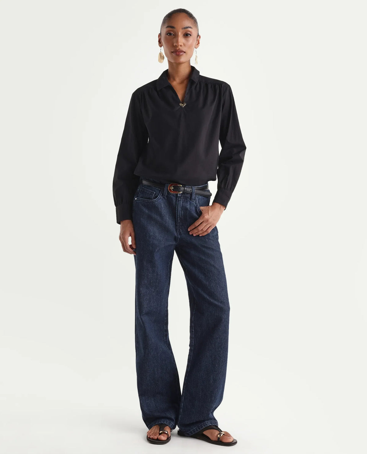 Rareism Women's Reglin Dark Blue Cotton Regular Fit Plain Jeans
