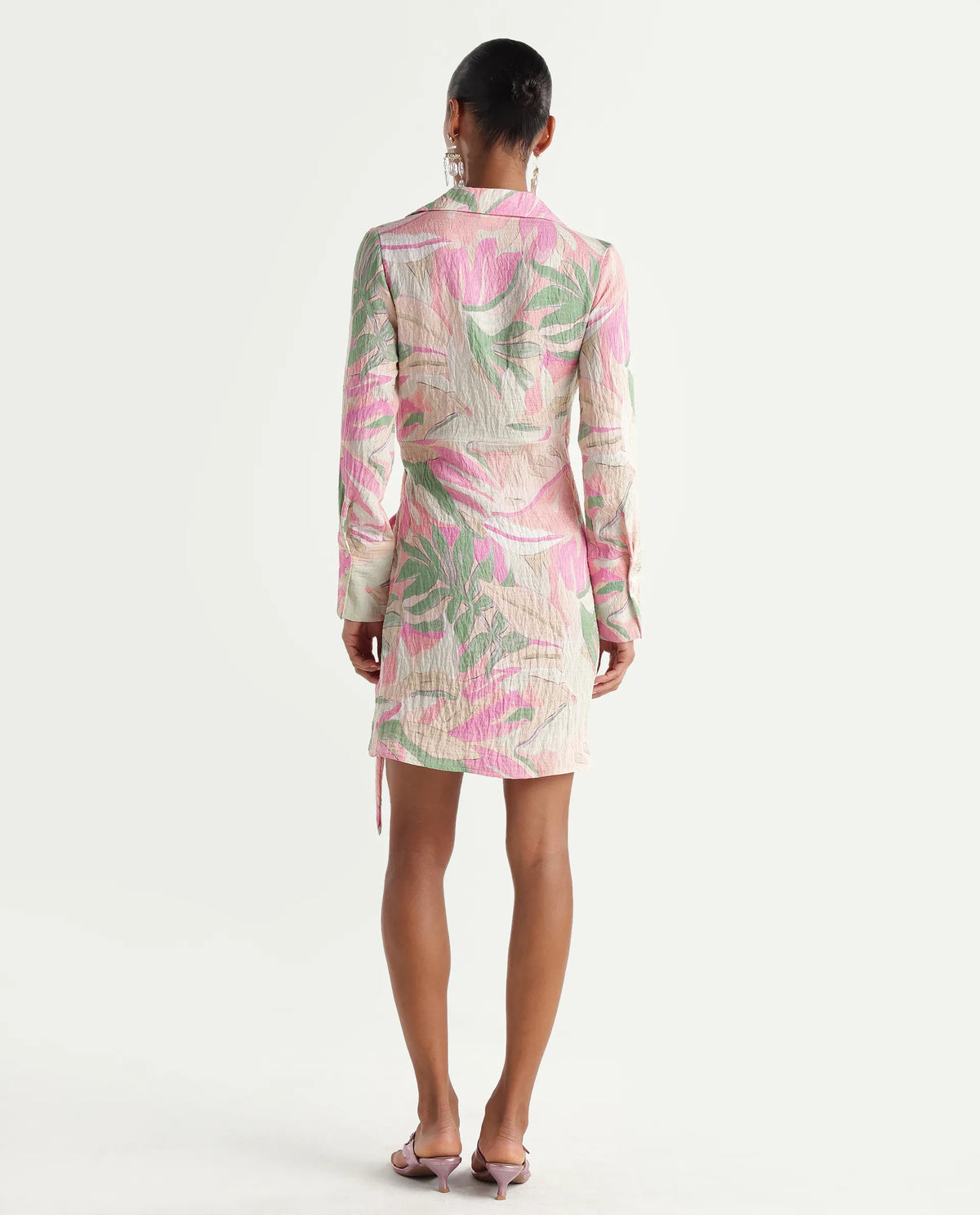 Rareism Women's Hiro Multi Viscose Blend Johnny Collar Wrap Abstract Print Dress