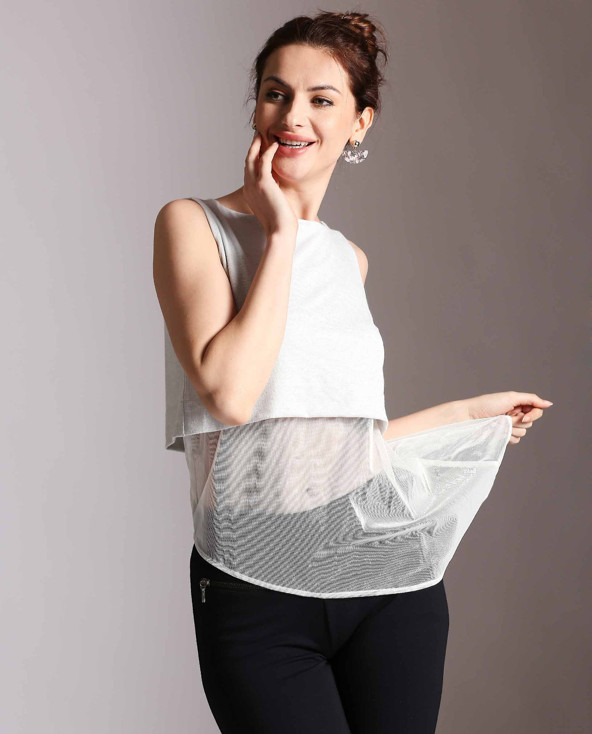 Rareism Women Orion White Top Sleeveless