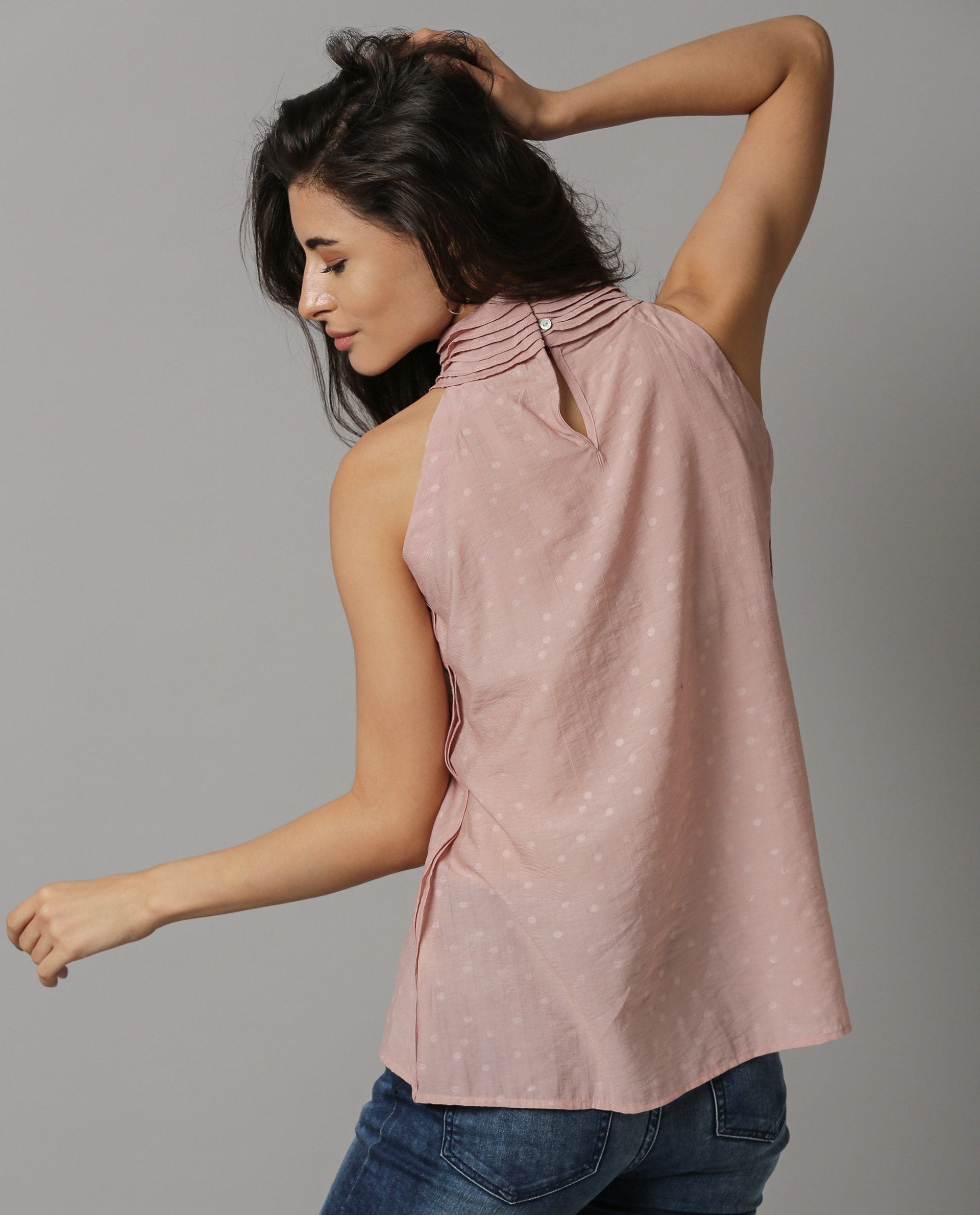 Rareism Women Feather Pink Top Sleeveless