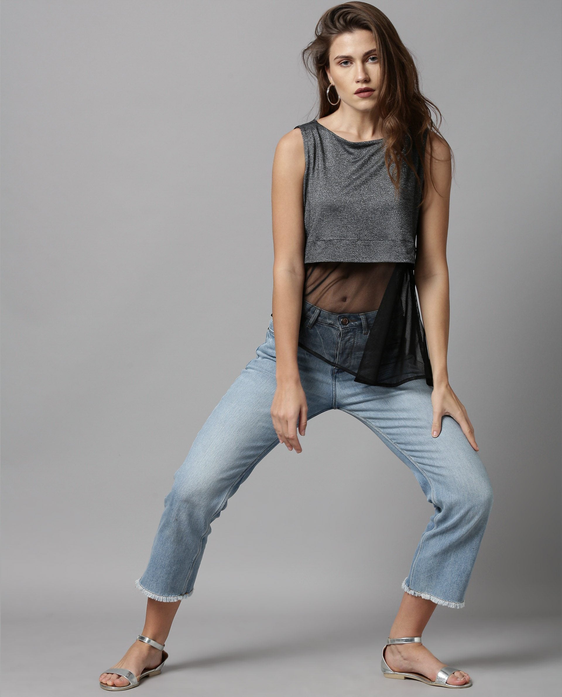 Rareism Women Orion Black Top Sleeveless