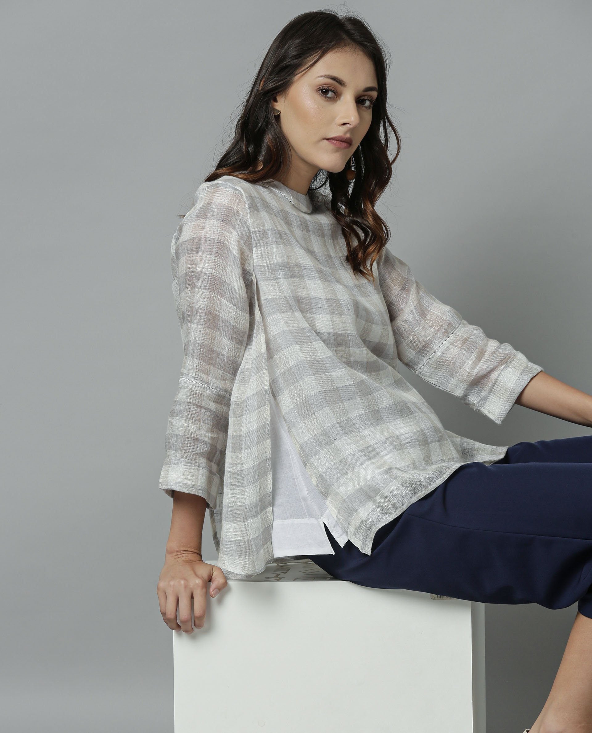 Rareism Women April Grey Top Full Sleeves