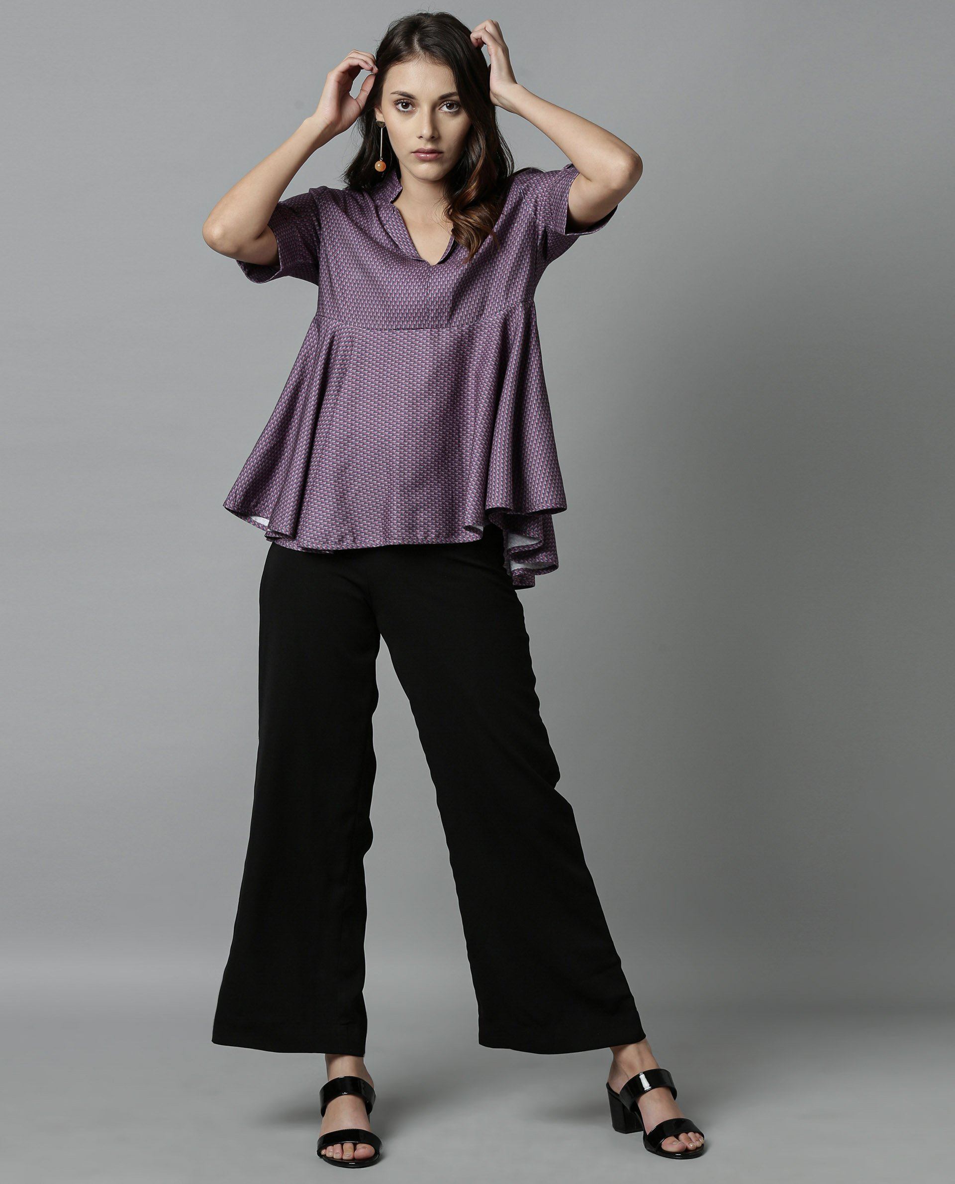 Rareism Women Agnes Pink Top Short Sleeves Printed