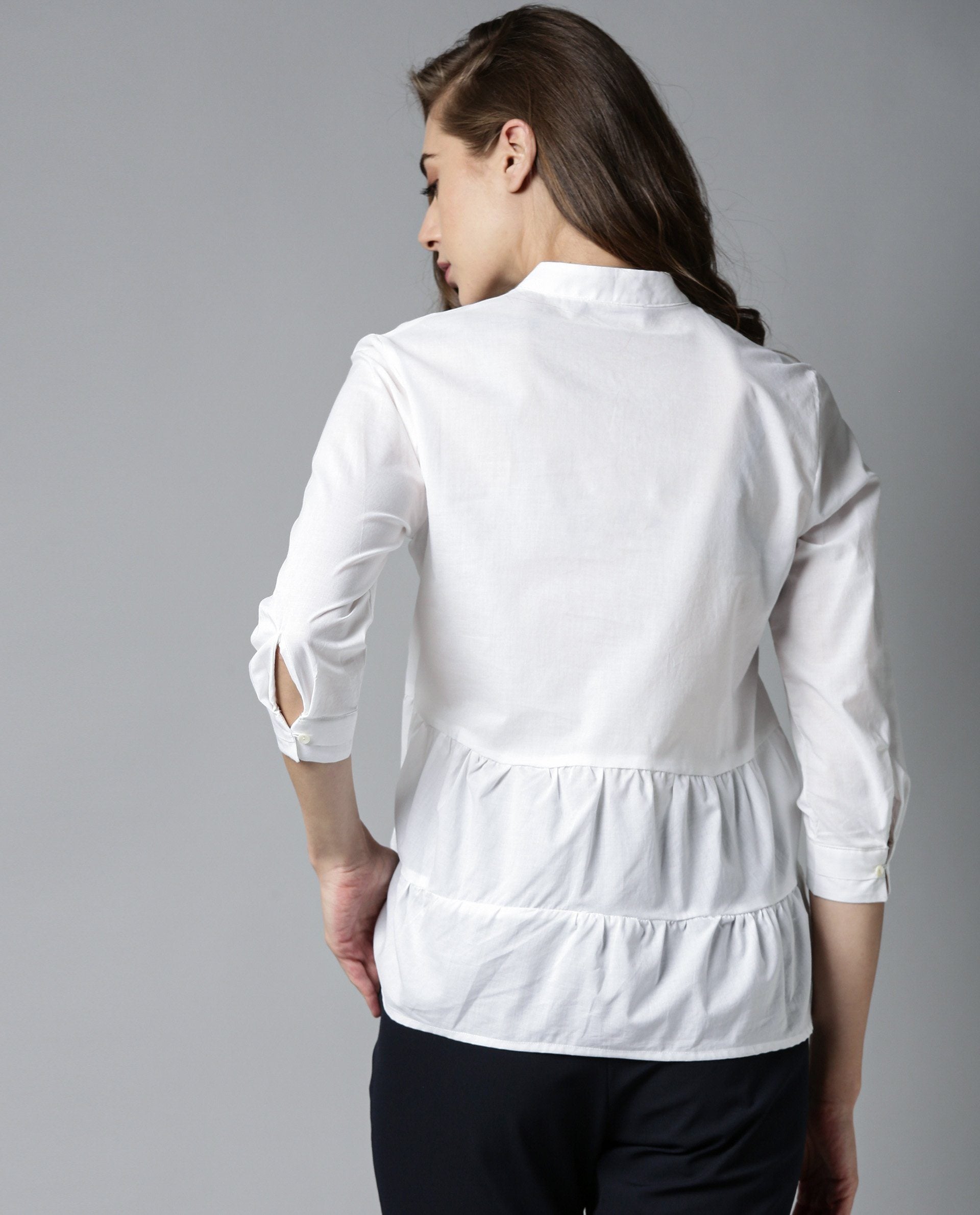 Rareism Women Voka White Top Full Sleeves Solid