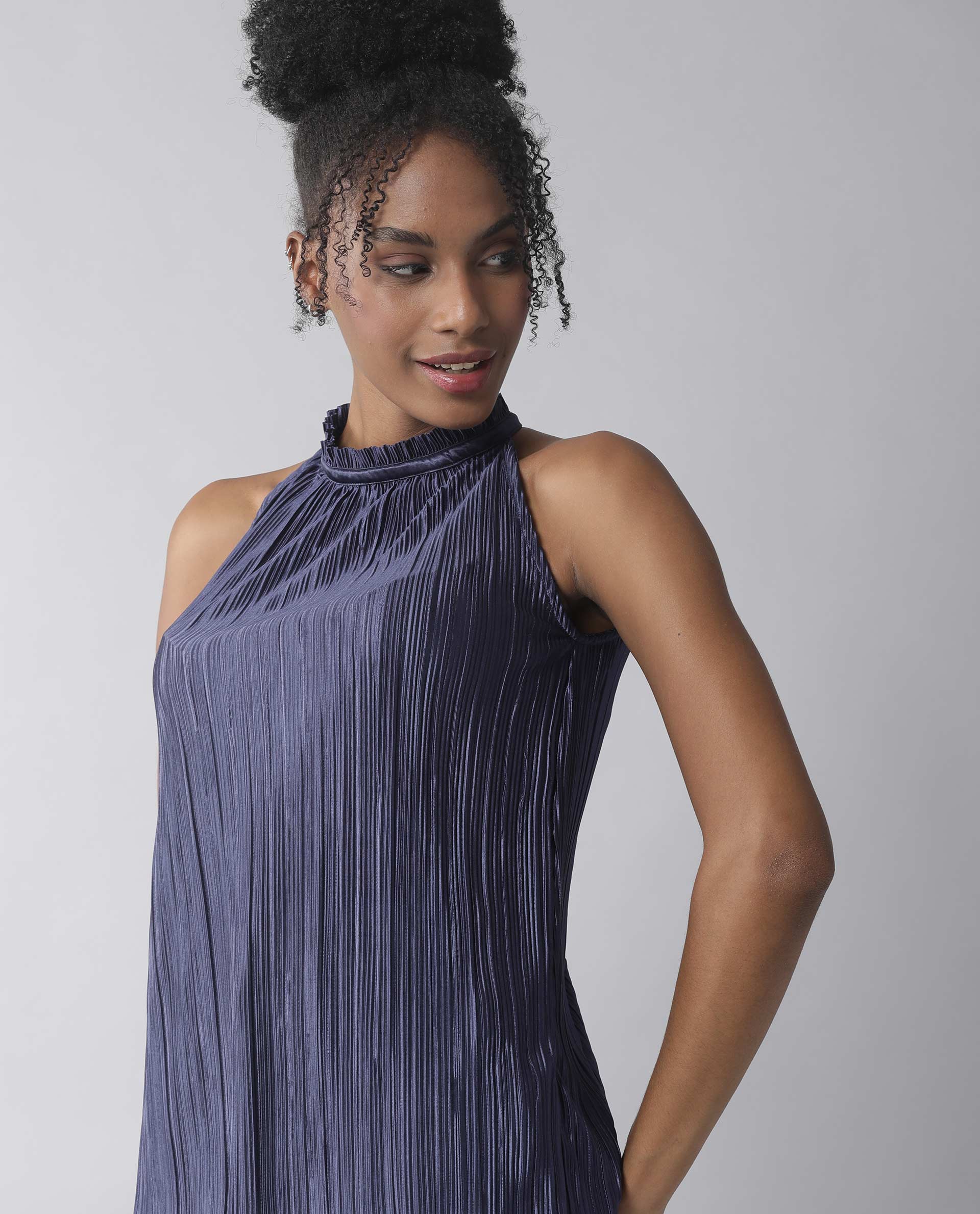 Rareism Womens Navy Sleeveless Halter Neck Top - Aahva