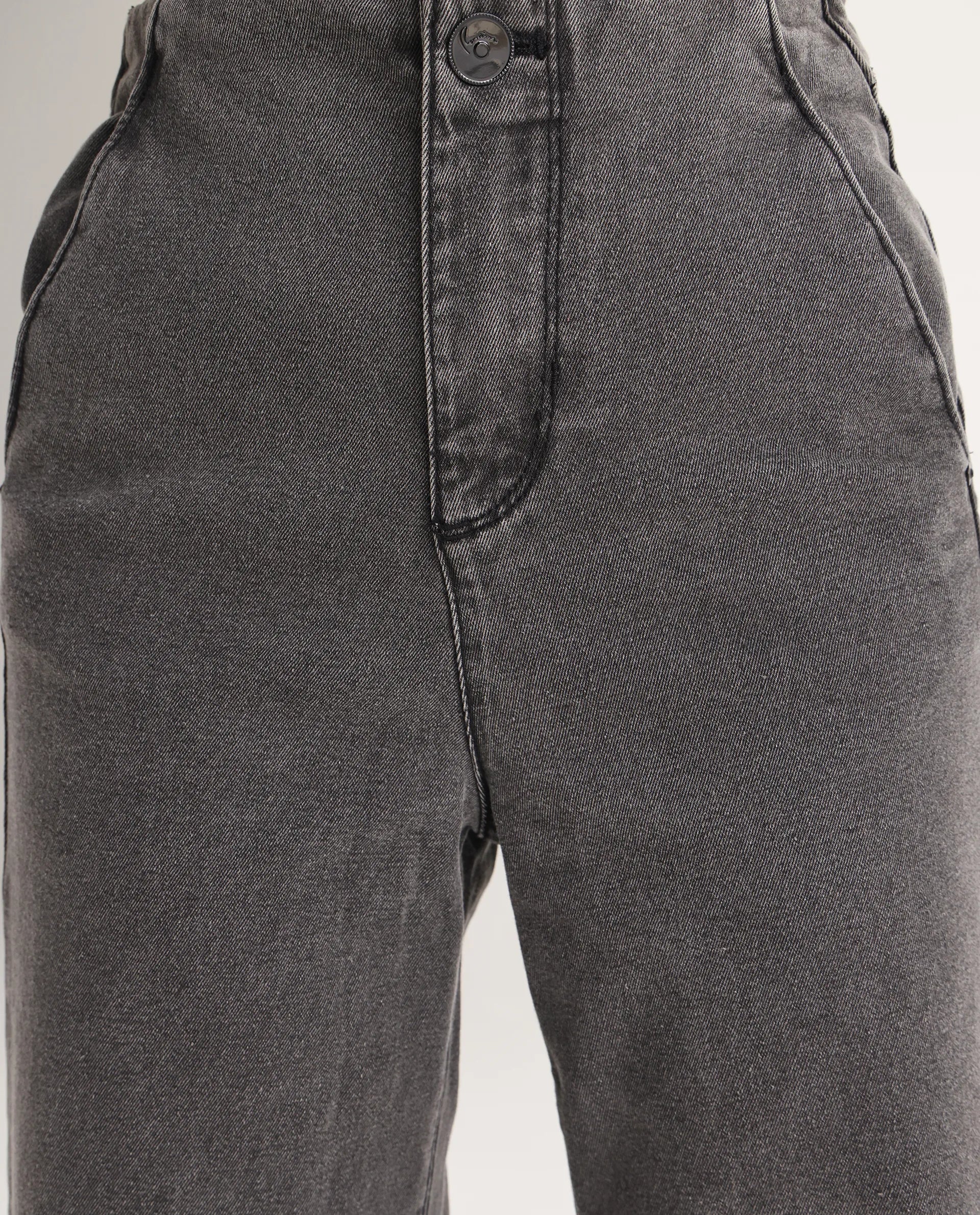 Rareism Women's Adonis Black Cotton Blend Plain Ankle Length Relaxed Fit Jeans
