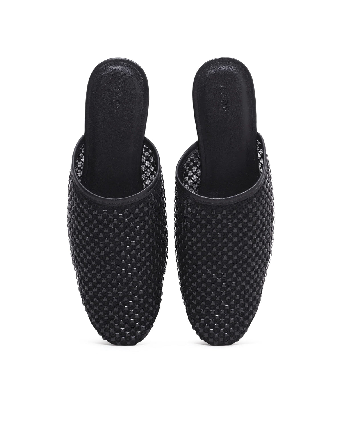 Rarez Women's Aira Black Micro Fiber & Mesh Low Flats