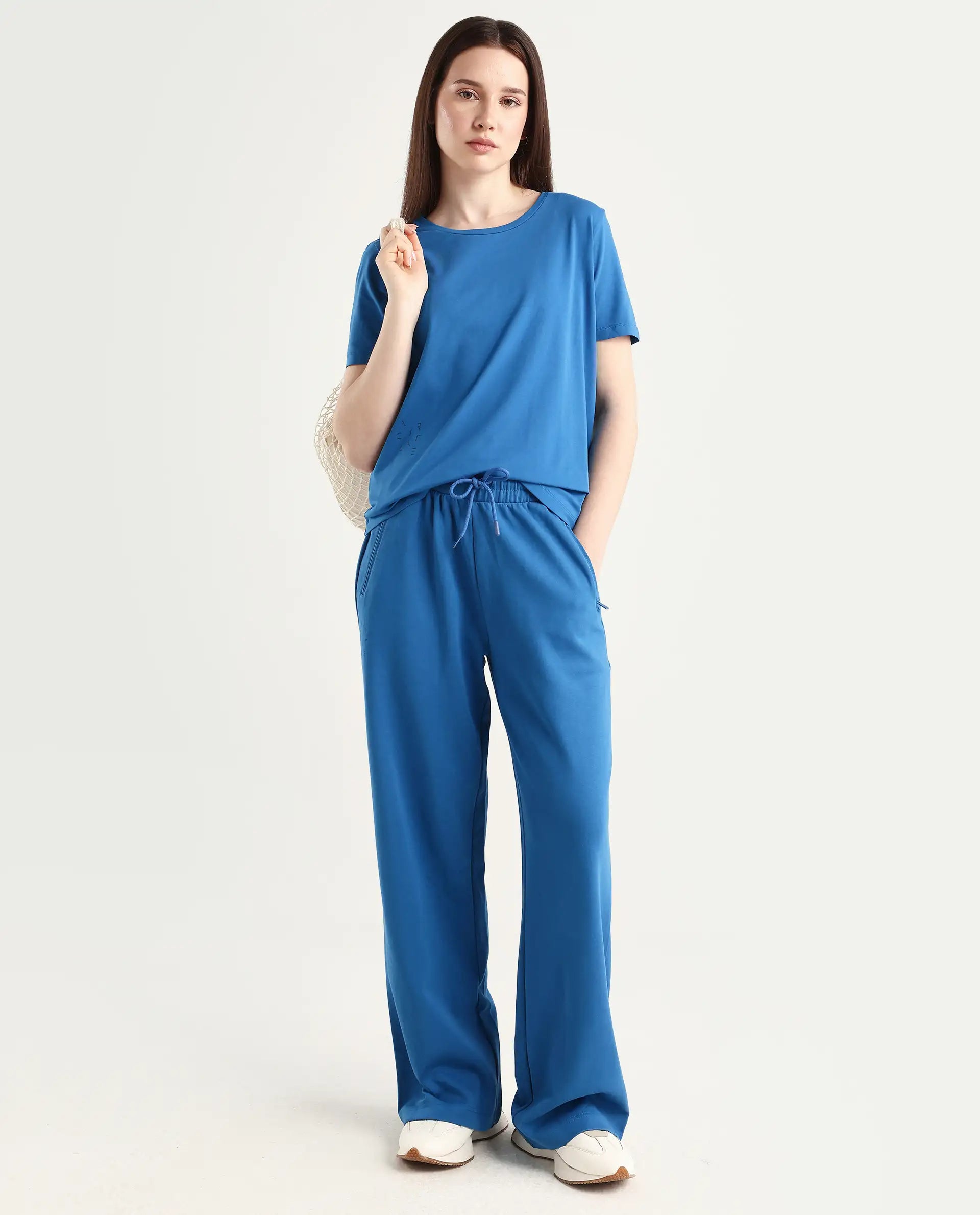Rareism Women's Light Weight High Stretch 180 Gsm Cotton Crew Neck Plain Regular Fit T-Shirt