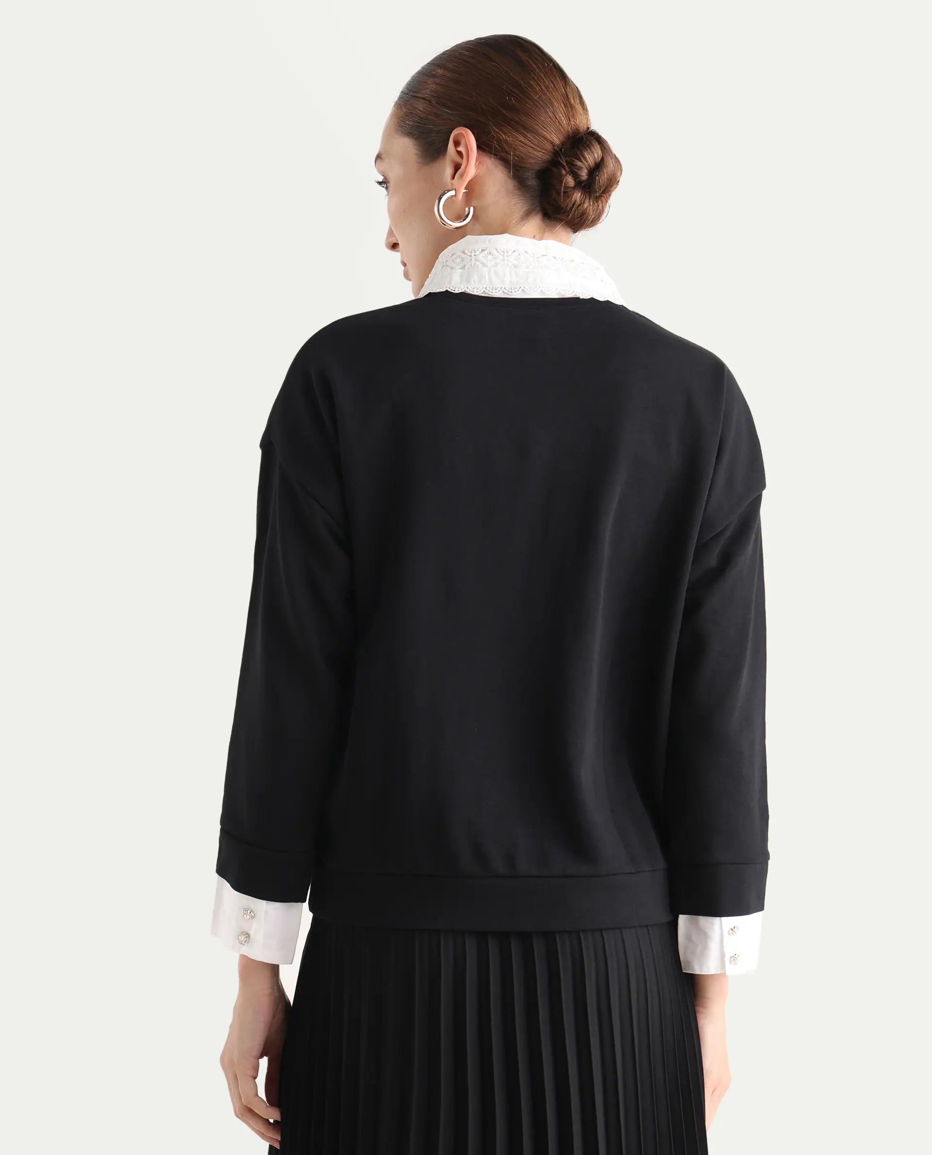 Rareism Women Amour Black Solid Full Sleeves Top