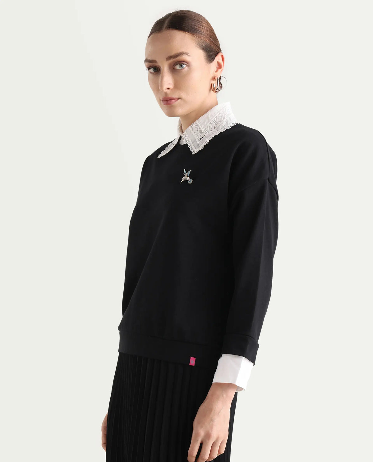 Rareism Women Amour Black Solid Full Sleeves Top
